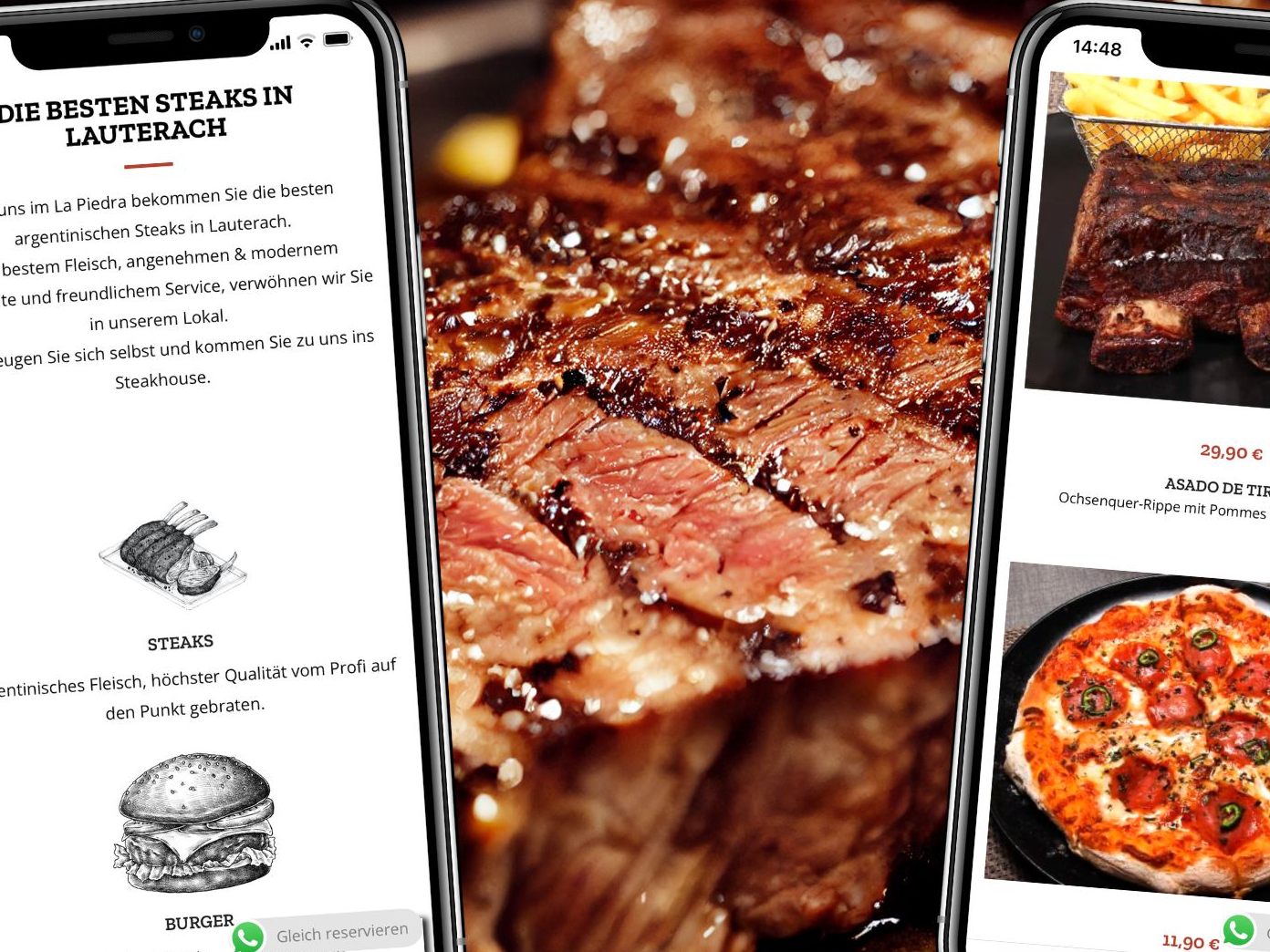Das Angebot des La Piedra reicht von argentinischen Steaks über frische Pizzen bis hin zu saftigen Burgern. Das Angebot des La Piedra reicht von argentinischen Steaks über frische Pizzen bis hin zu saftigen Burgern.