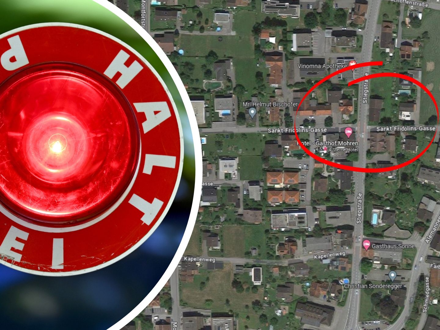 Der Vorfall ereignete sich an der Kreuzung Stiegstraße - St. Fridolin-Gasse in Rankweil. Der Vorfall ereignete sich an der Kreuzung Stiegstraße - St. Fridolin-Gasse in Rankweil.