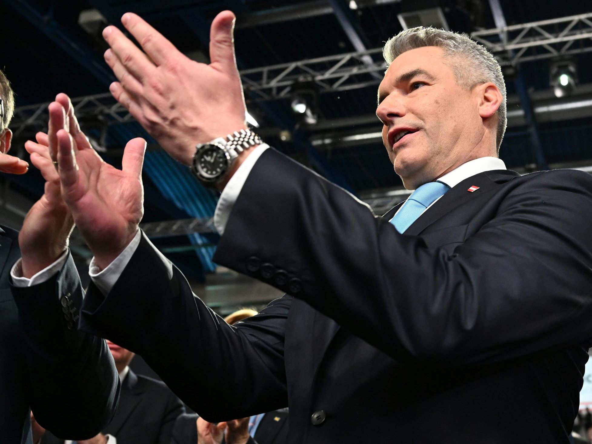 Bundeskanzler Karl Nehammer bei seinem Auftritt am 26. Jänner in Wels. Bundeskanzler Karl Nehammer bei seinem Auftritt am 26. Jänner in Wels.