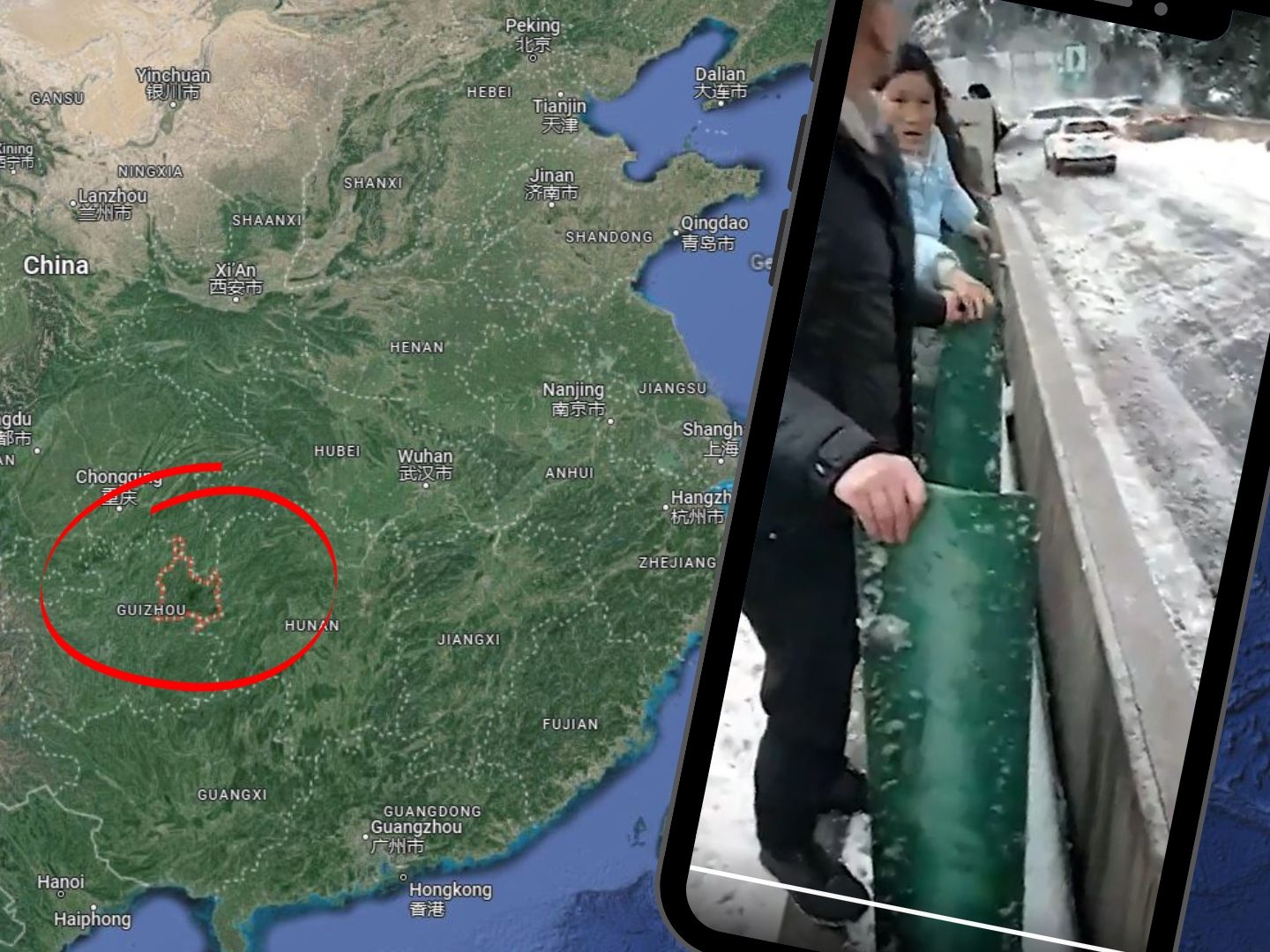 Die chinesischen Autolenker waren auf der vereisten Fahrbahn nur mehr Passagiere.