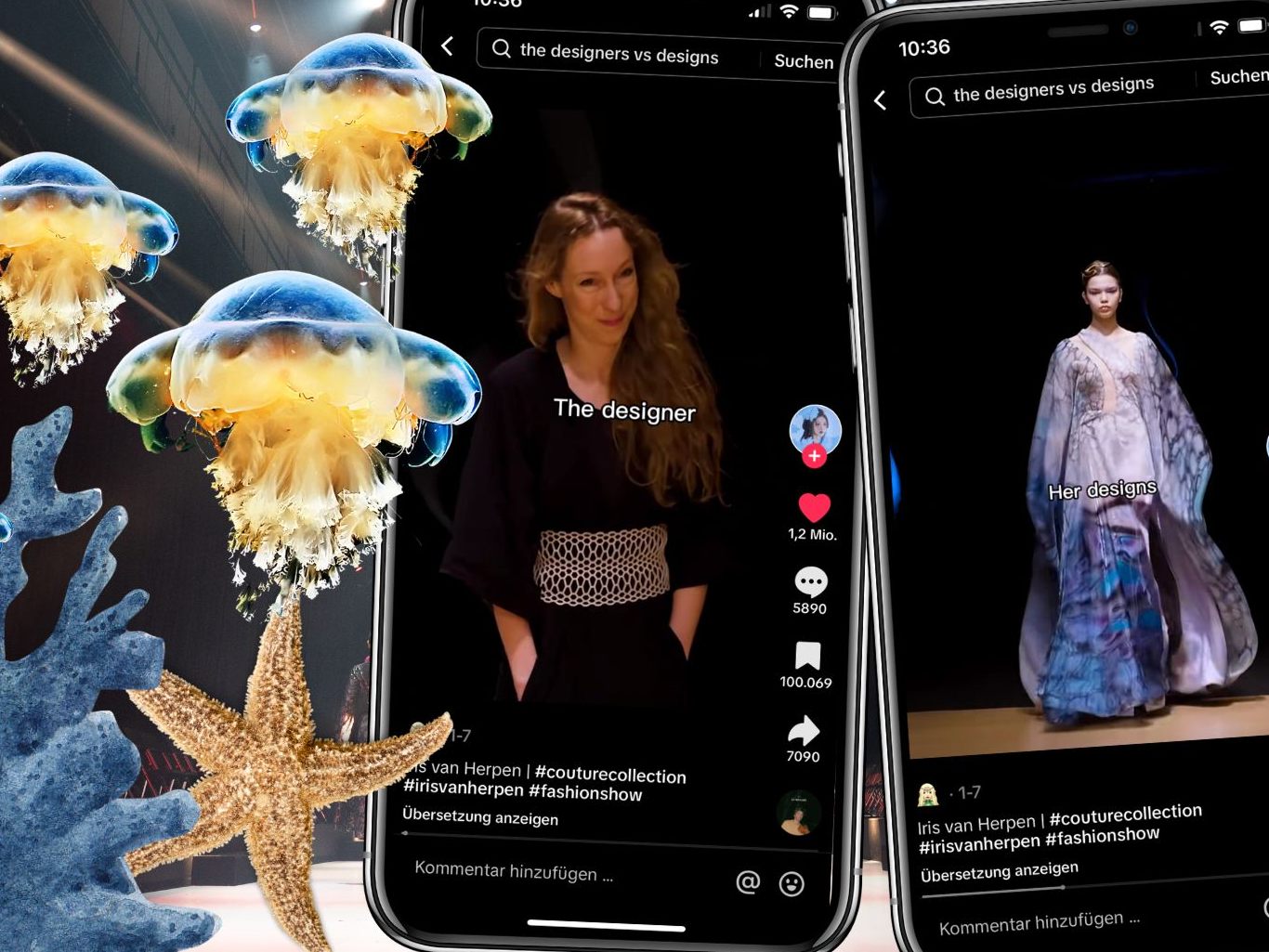 Die Modeschau präsentiert die renommierte Designerin Iris van Herpen eine Kollektion, die sich durch ihre Einzigartigkeit und Inspirationsquelle – das Meer und seine Bewohner – auszeichnet. Die Modeschau präsentiert die renommierte Designerin Iris van Herpen eine Kollektion, die sich durch ihre Einzigartigkeit und Inspirationsquelle – das Meer und seine Bewohner – auszeichnet.