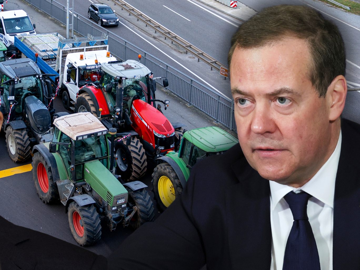 Nach den Bauernprotesten in Deutschland hat Russlands Ex-Präsident Dmitri Medwedew über die deutsche Regierung gespottet. Nach den Bauernprotesten in Deutschland hat Russlands Ex-Präsident Dmitri Medwedew über die deutsche Regierung gespottet.