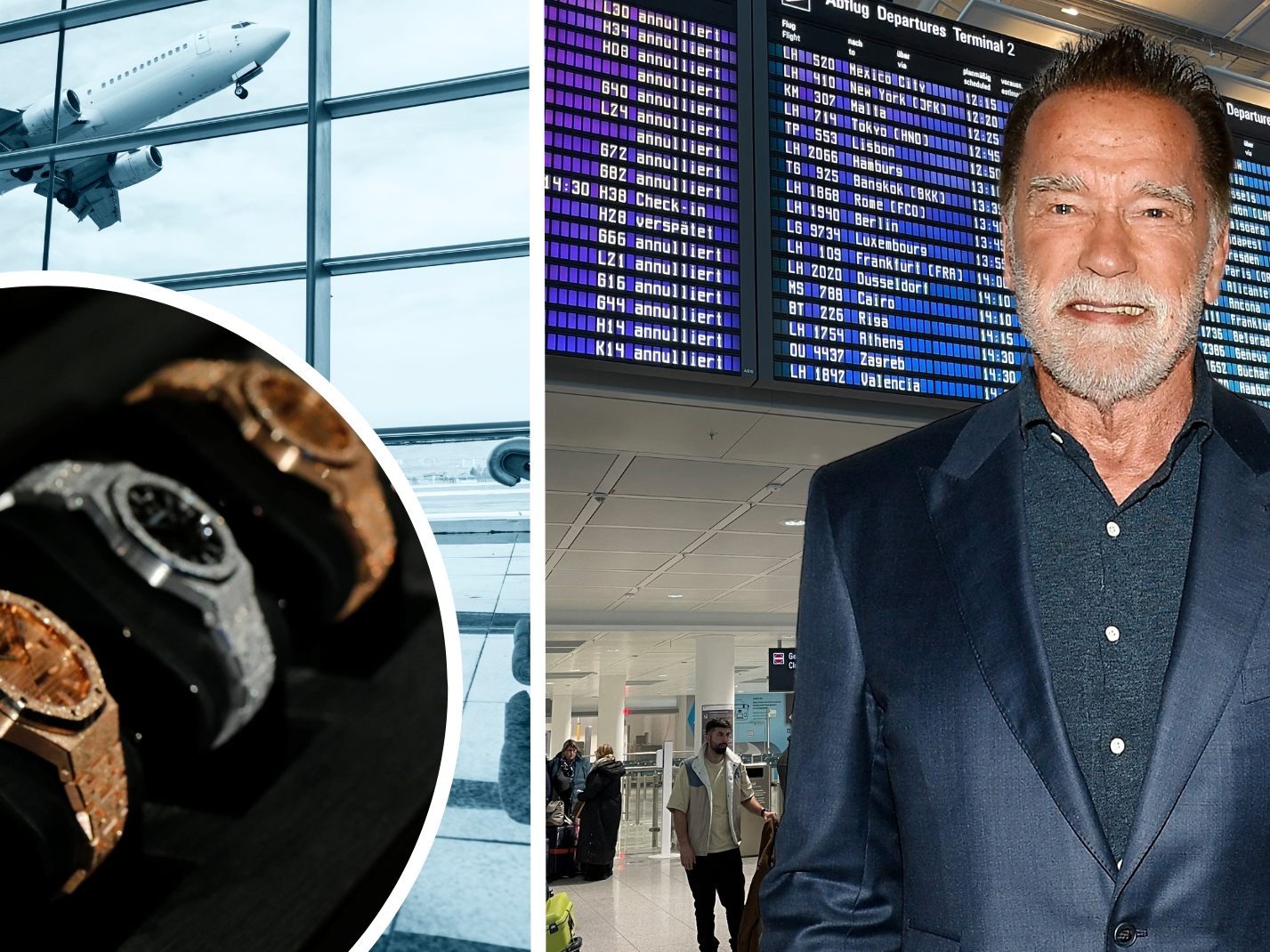 Schwarzenegger wurde am Flughafen München festgehalten.