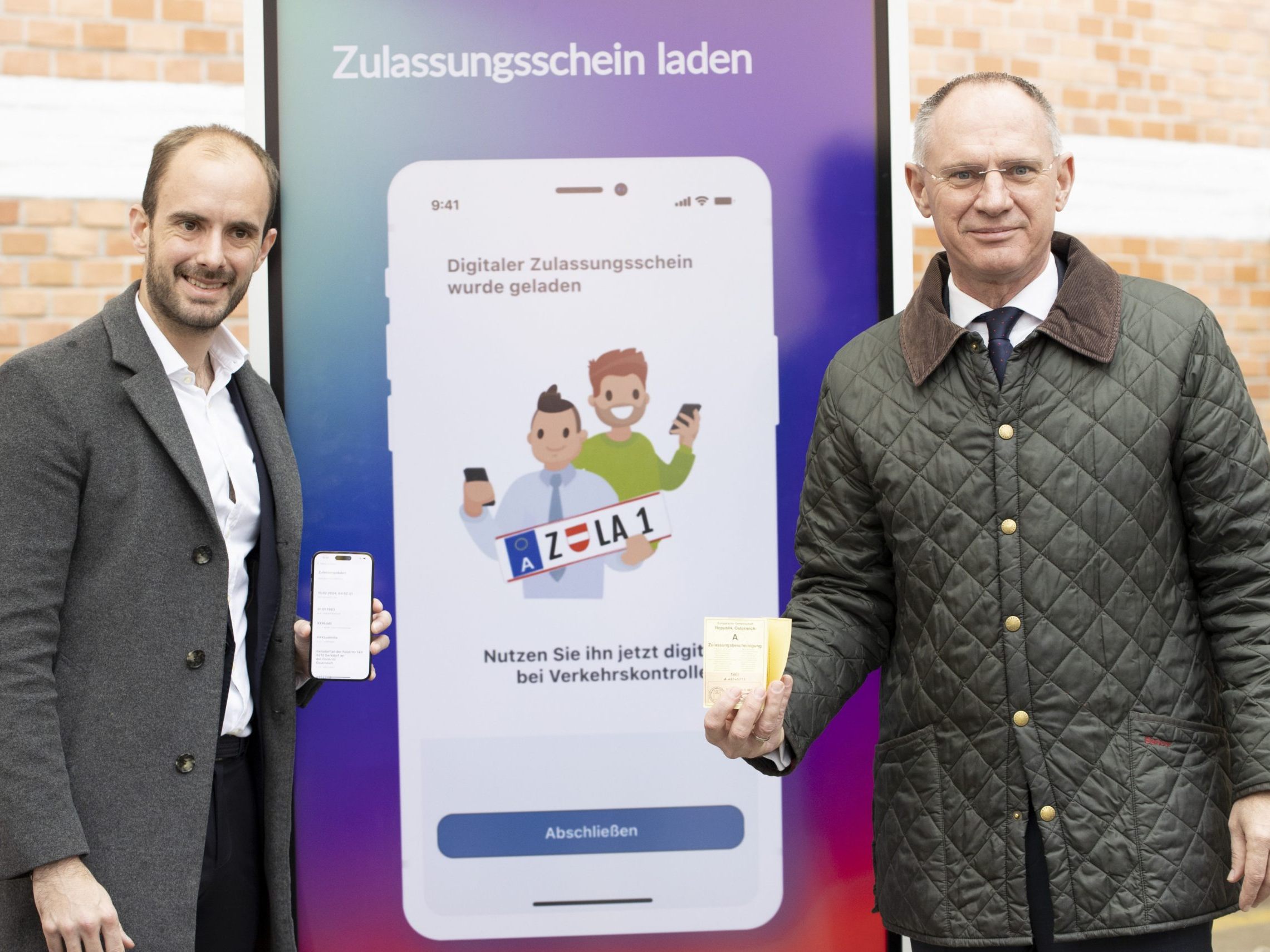 Tursky und Karner anlässlich der Präsentation "Digitaler Zulassungsschein" am 15. Februar in der Bundeshauptstadt.