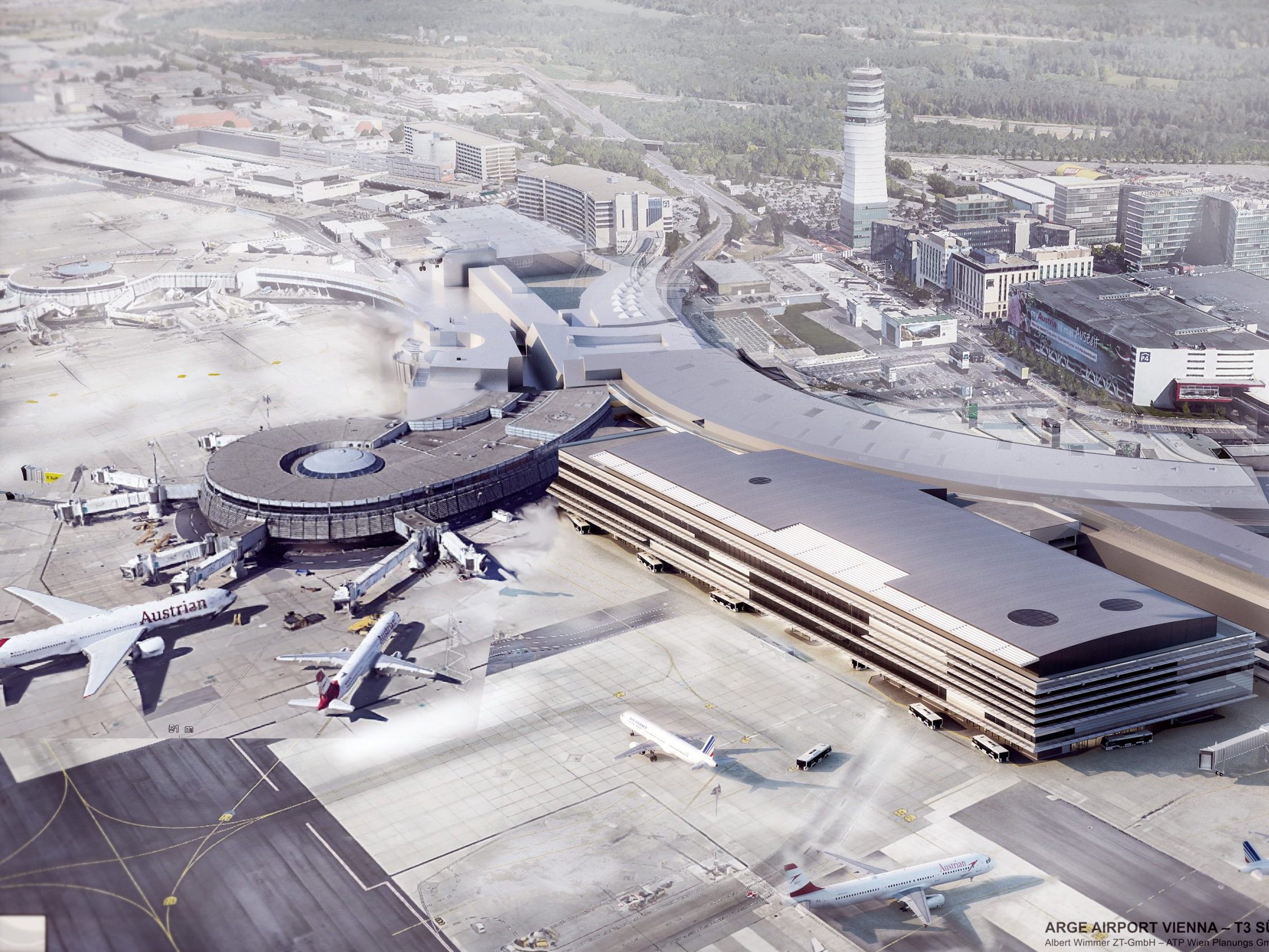 Der Flughafen Wien erweitert das Terminal 3. Der Flughafen Wien erweitert das Terminal 3.