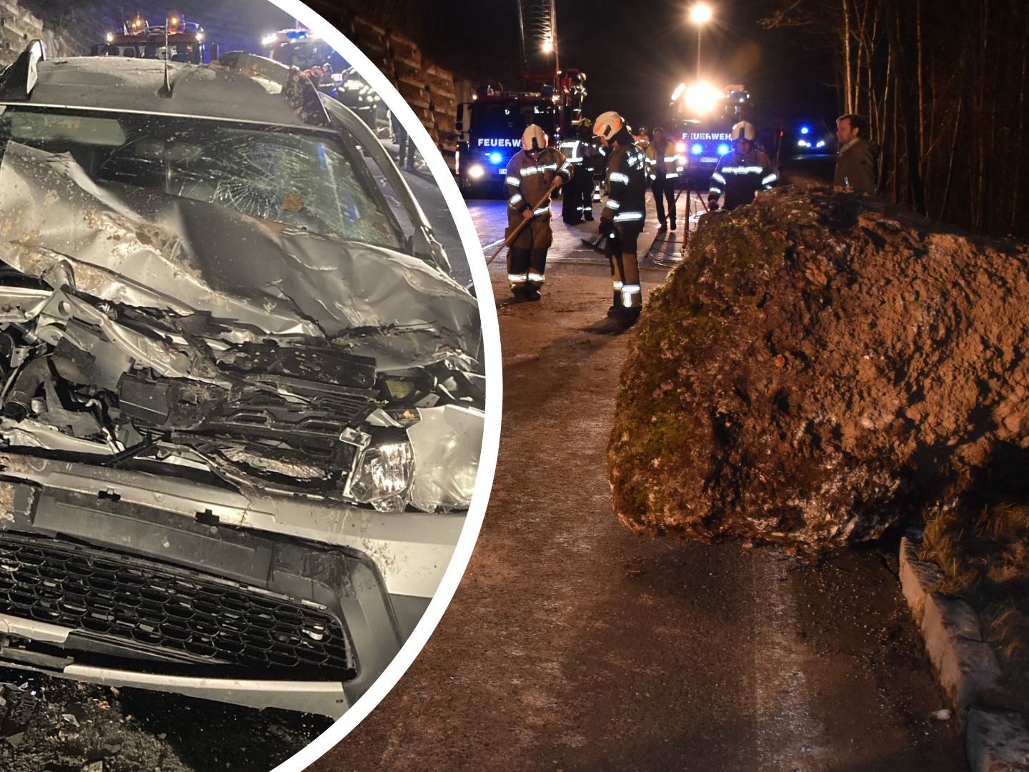 Glück im Unglück hatten die Insassen des völlig zerstörten Pkw.