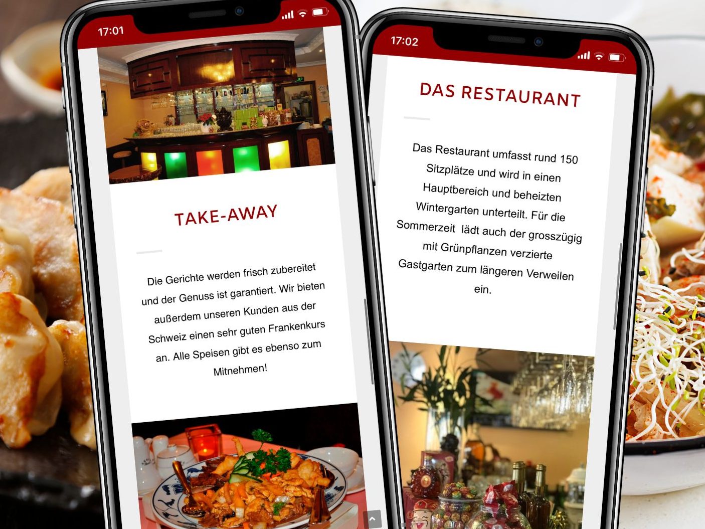 Das kulinarische Angebot des Restaurants reicht von thailändischen Currys bis hin zu Delikatessen aus Nord- und Südchina. Das kulinarische Angebot des Restaurants reicht von thailändischen Currys bis hin zu Delikatessen aus Nord- und Südchina.