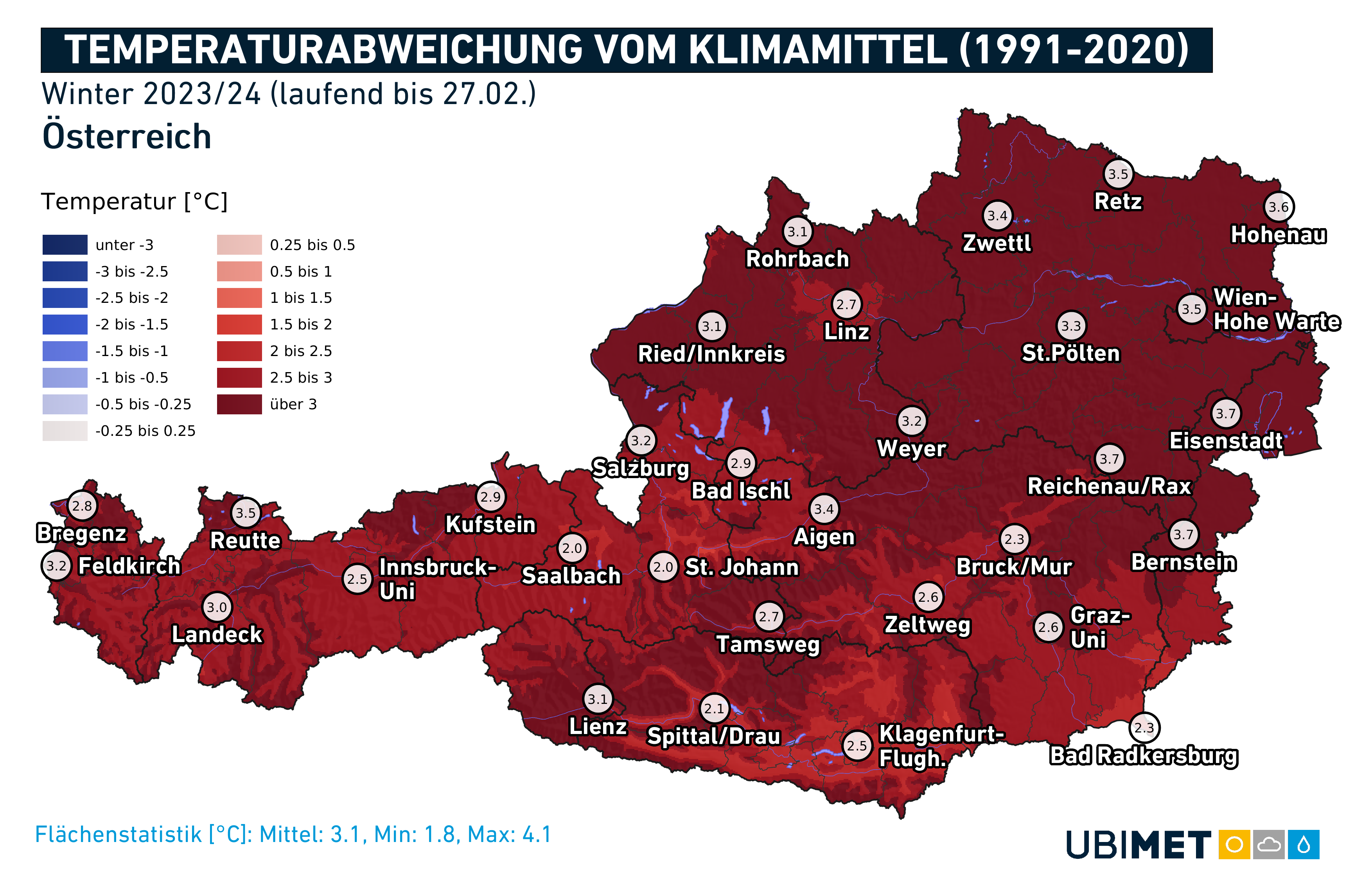 Temperaturabweichung Klimamittel 