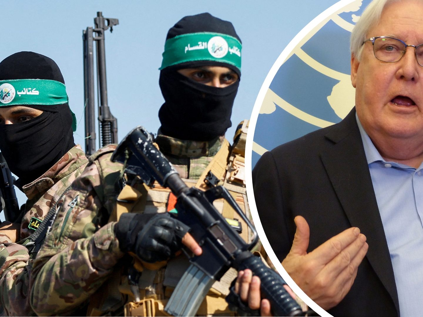 UN-Nothilfekoordinator Griffiths (r.) nennt die Hamas eine "politische Bewegung". UN-Nothilfekoordinator Griffiths (r.) nennt die Hamas eine "politische Bewegung".