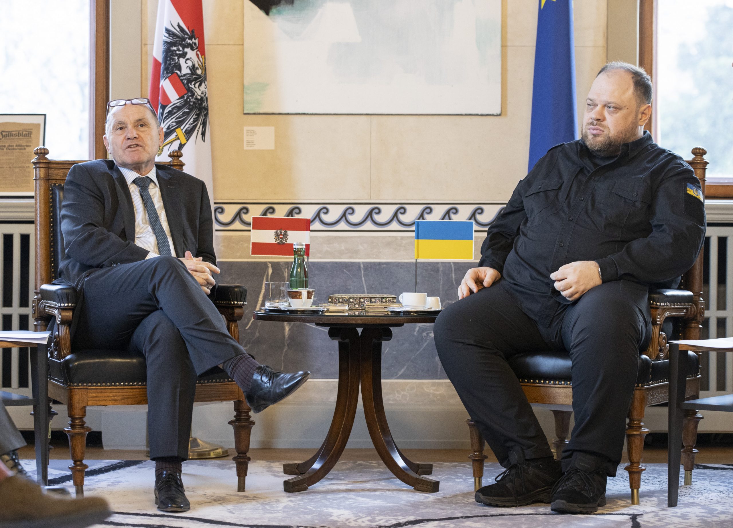 Nationalratspräsident Wolfgang Sobotka (ÖVP) und der ukrainische Parlamentspräsident Ruslan Stefantschuk Nationalratspräsident Wolfgang Sobotka (ÖVP) und der ukrainische Parlamentspräsident Ruslan Stefantschuk