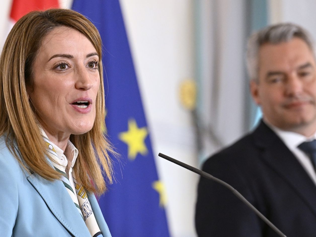 Metsola kam vor der Europawahl nach Wien.