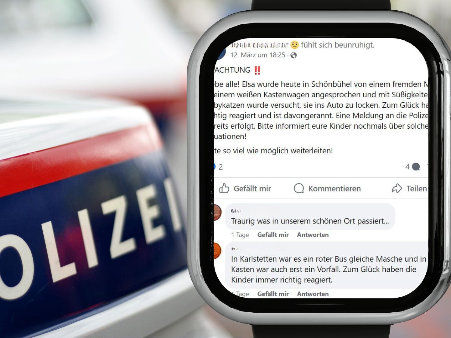 In Niederösterreich wurden mehrere Vorfälle angezeigt, in denen Kinder von Männern angesprochen worden sein sollen, um sie in ihr Auto zu locken.