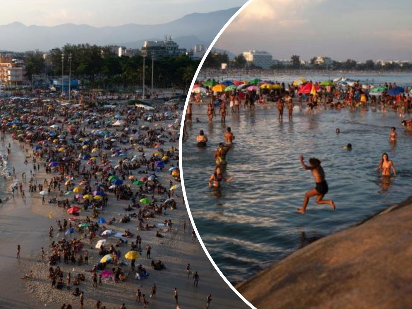 Zahlreiche Menschen versuchten, sich im Meer abzukühlen.