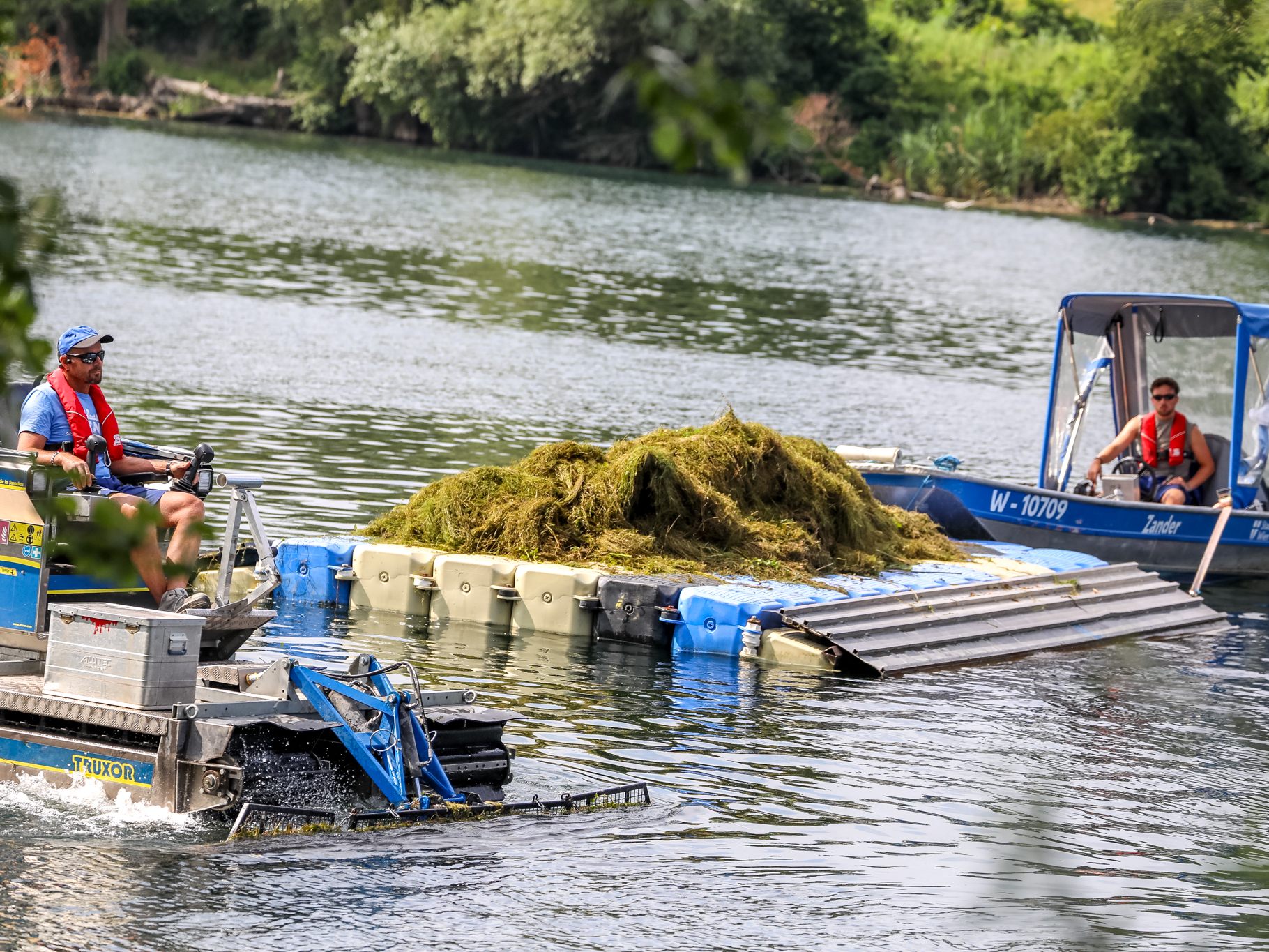 Auf der Alten Donau sind wieder Mäh-Boote im Einsatz. Auf der Alten Donau sind wieder Mäh-Boote im Einsatz.