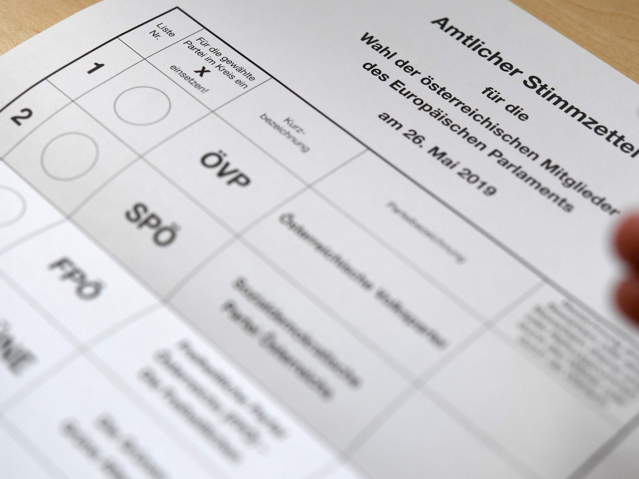 Stimmzettel von der EU-Wahl 2019.