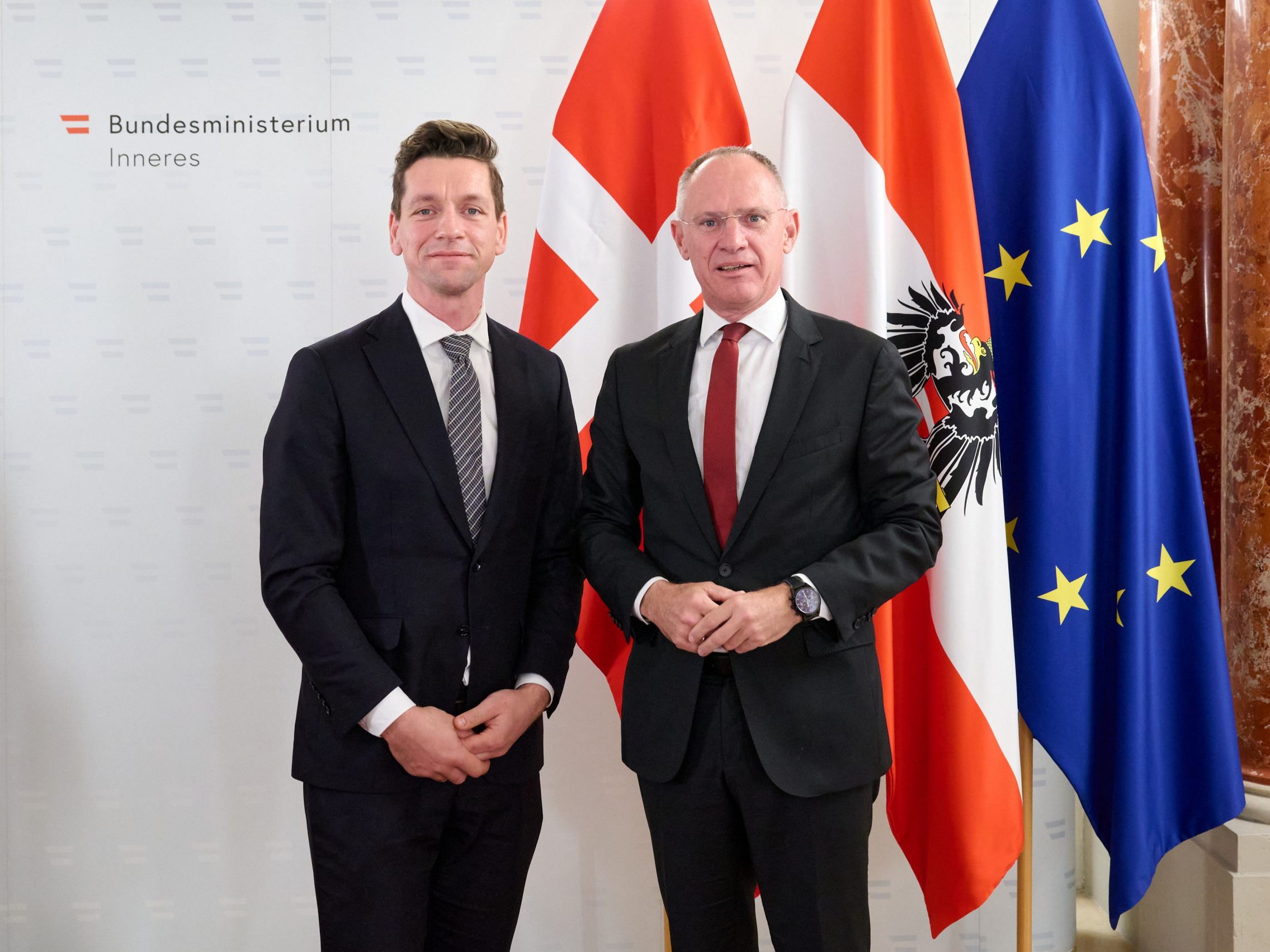 Karner bei einer Pressekonferenz mit seinem dänischen Amtskollegen Kaare Dybvad Bek.
