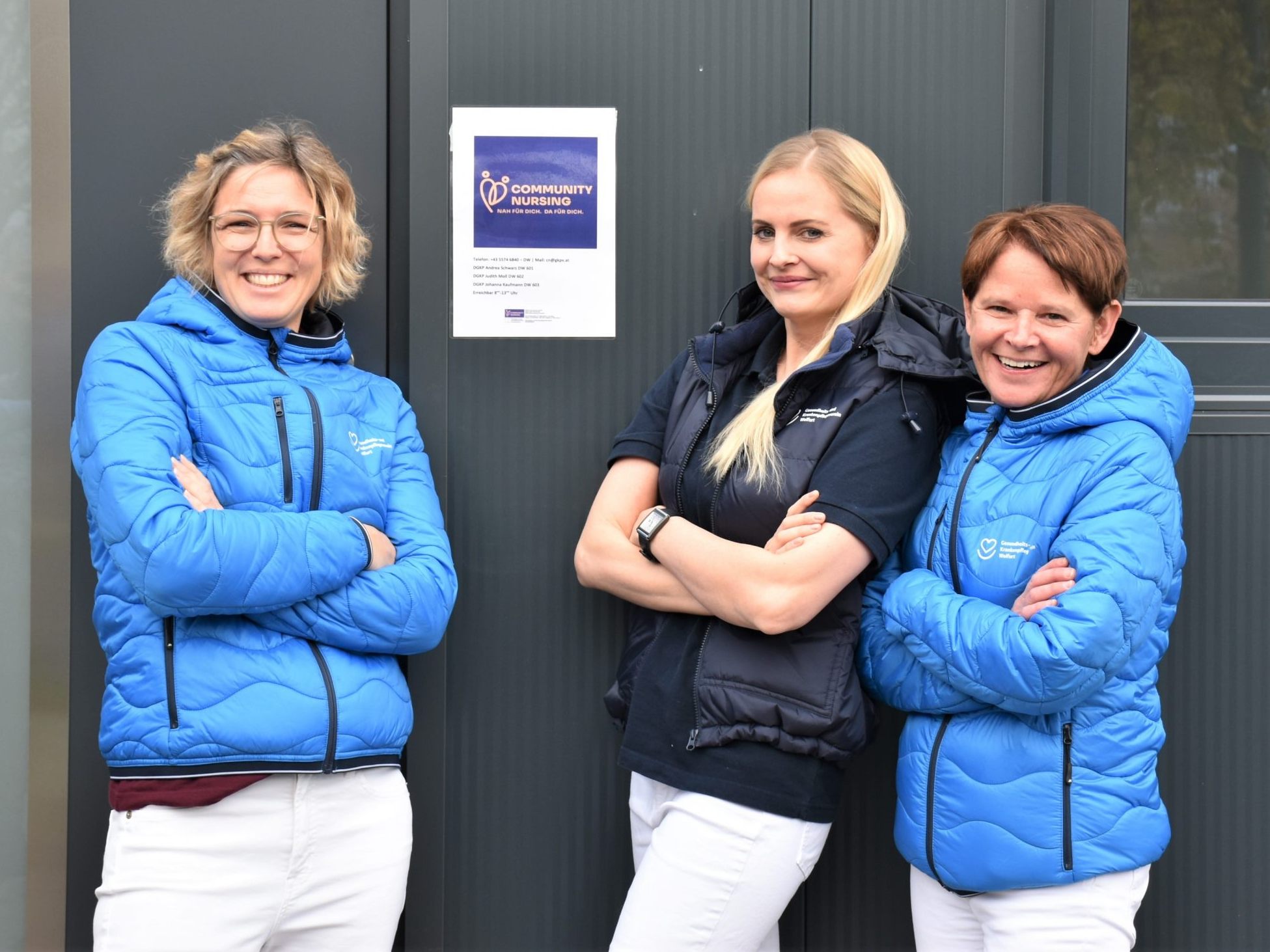 Die Community Nurses in Wolfurt: Johanna Kaufmann, Judith Moll und Andrea Schwarz.