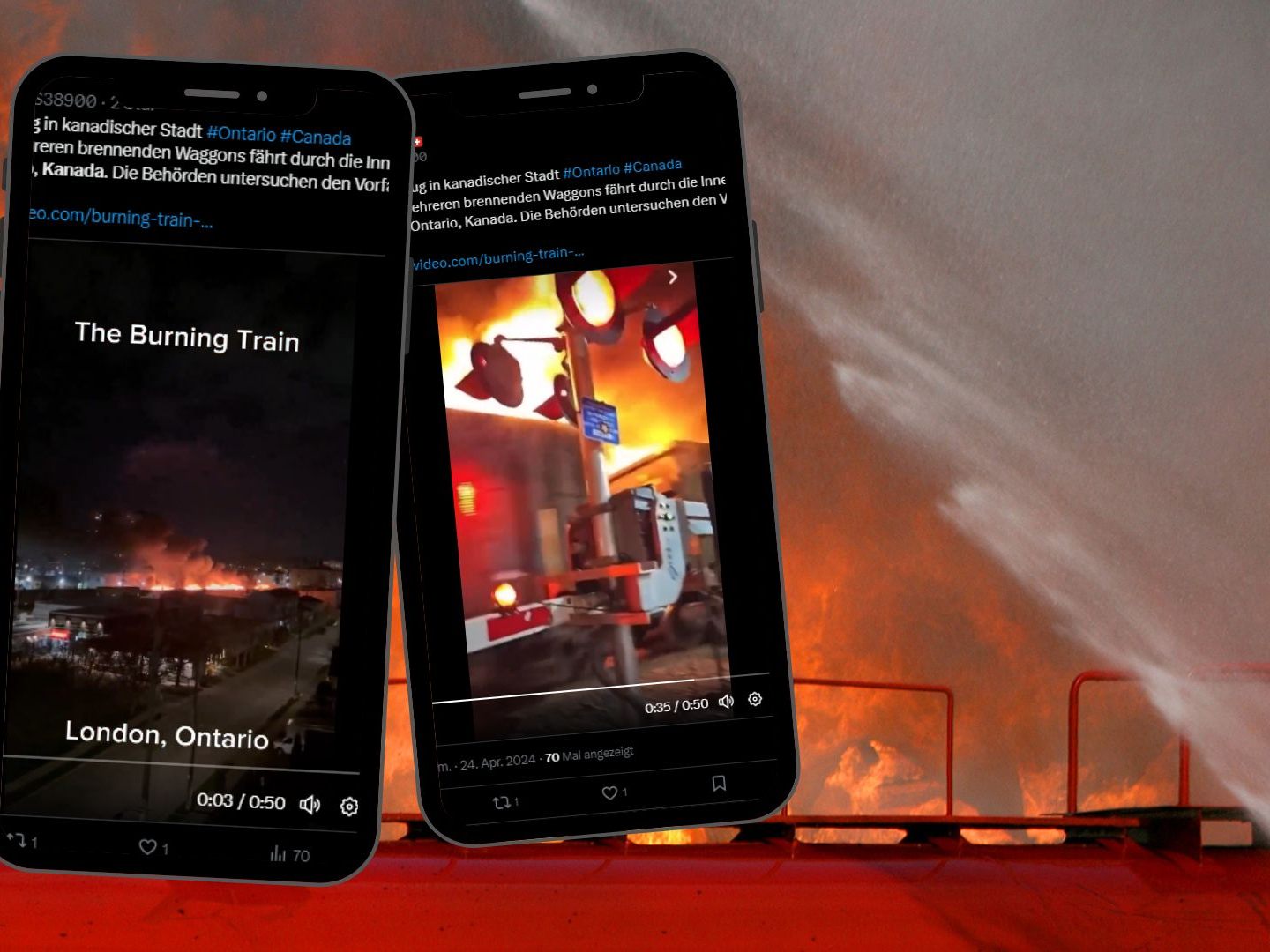 Wagon in Ontario, Kanada brennt Lichterloh