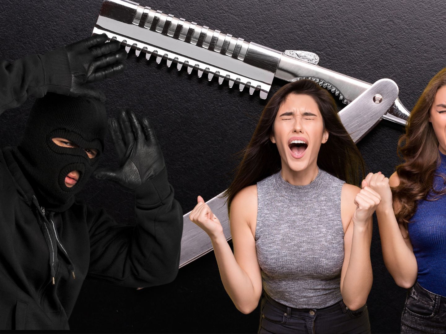 Mann überfällt zwei Frauen mit einem rasiermesser.