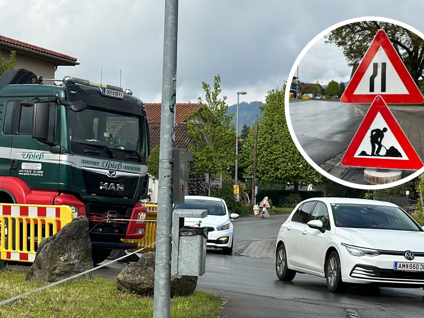Auf der Hofsteigstraße gibt es eine Baustelle.
