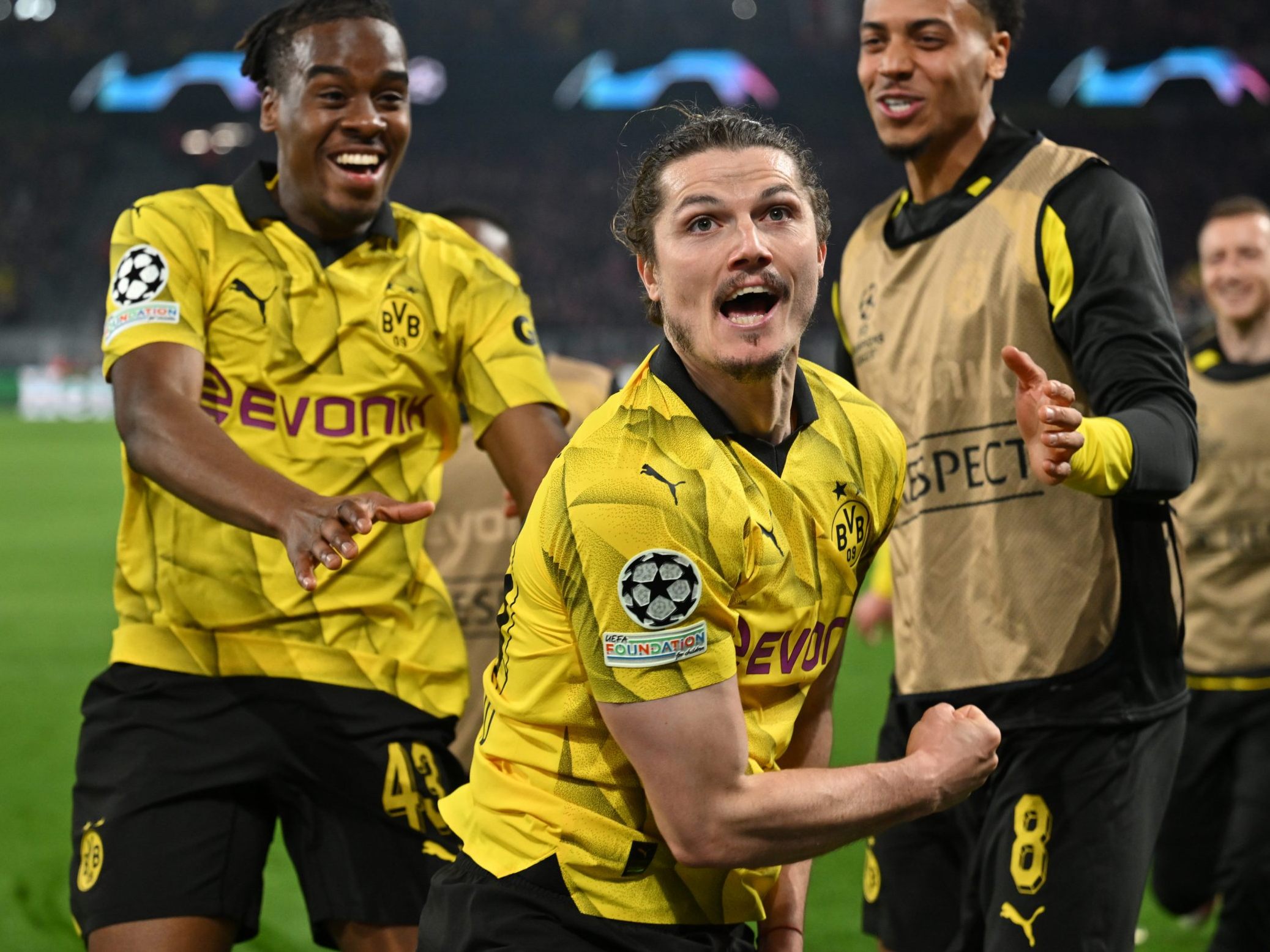 Gegen die auf ihren ersten CL-Titel spitzenden Franzosen ist Dortmund Außenseiter - Auch mit Marcel Sabitzer (m.).