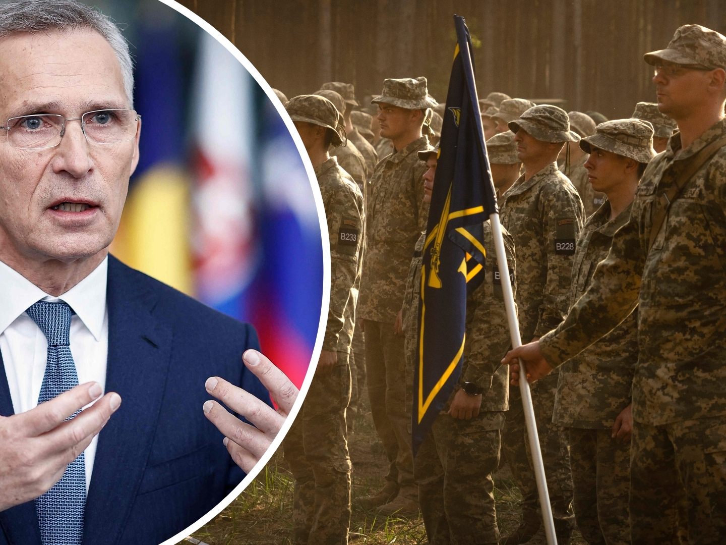 Stoltenberg (l.) sieht die Ukraine künftig in der NATO. Stoltenberg (l.) sieht die Ukraine künftig in der NATO.