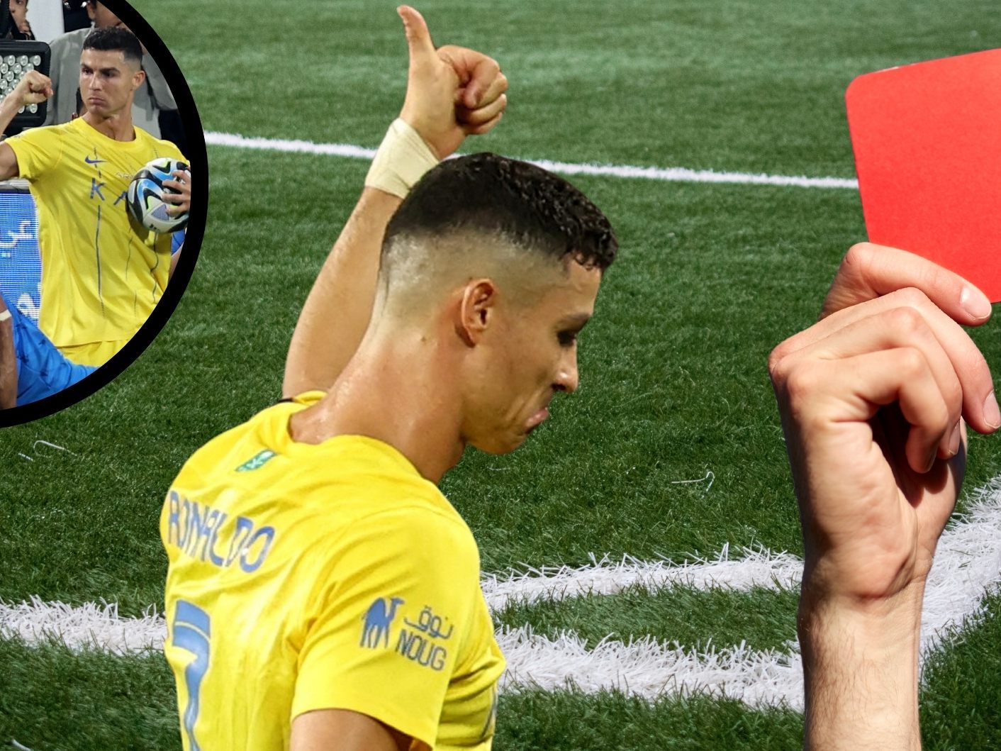 Nach einem Zusammenstoß gabs Rot für Ronaldo Nach einem Zusammenstoß gabs Rot für Ronaldo