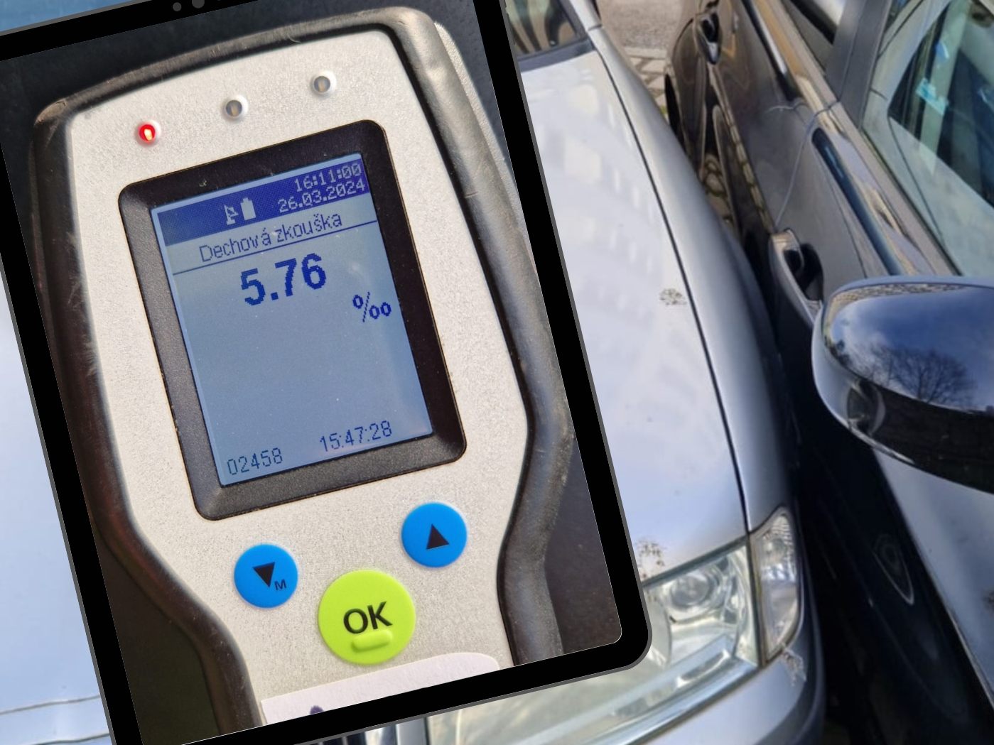 Leichter Blechschaden, aber extrem hoher Alkoholpegel - die tschechische Polizei hat die Bilder veröffentlicht.