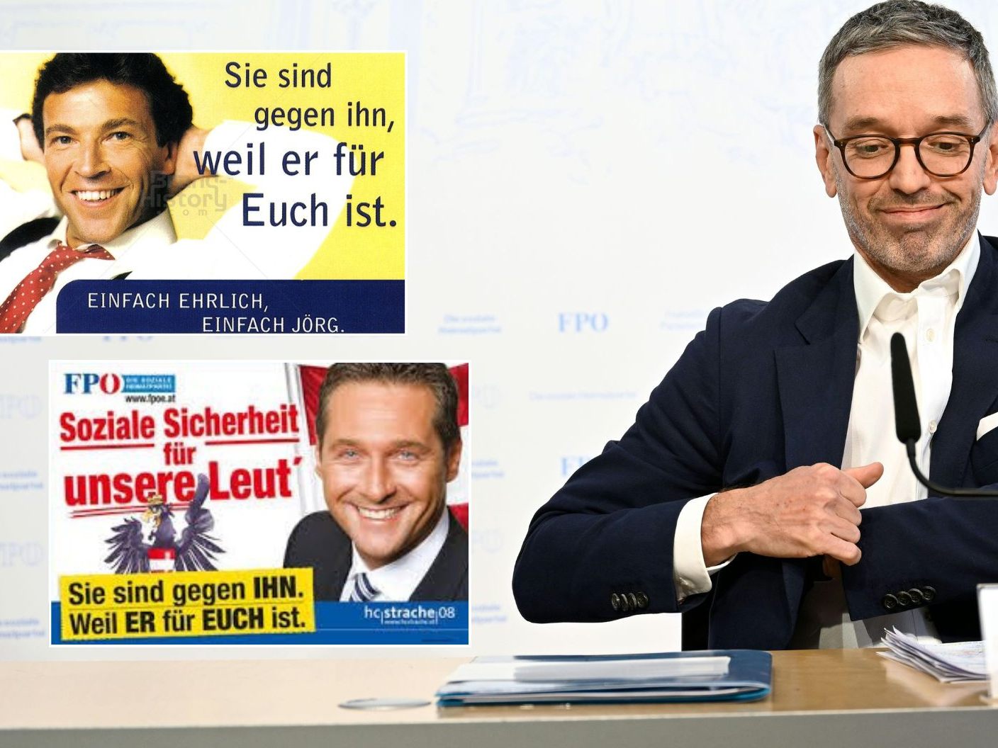 FPÖ recycelt alten Wahlkampf-Slogan von Jörg Haider. FPÖ recycelt alten Wahlkampf-Slogan von Jörg Haider.