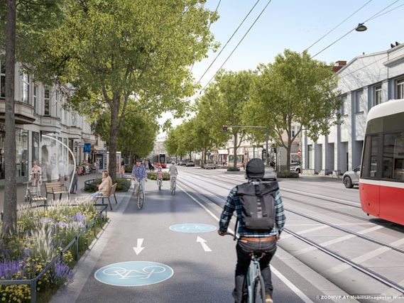 Die äußere Mariahilfer Straße wird umgestaltet und klimafit.
