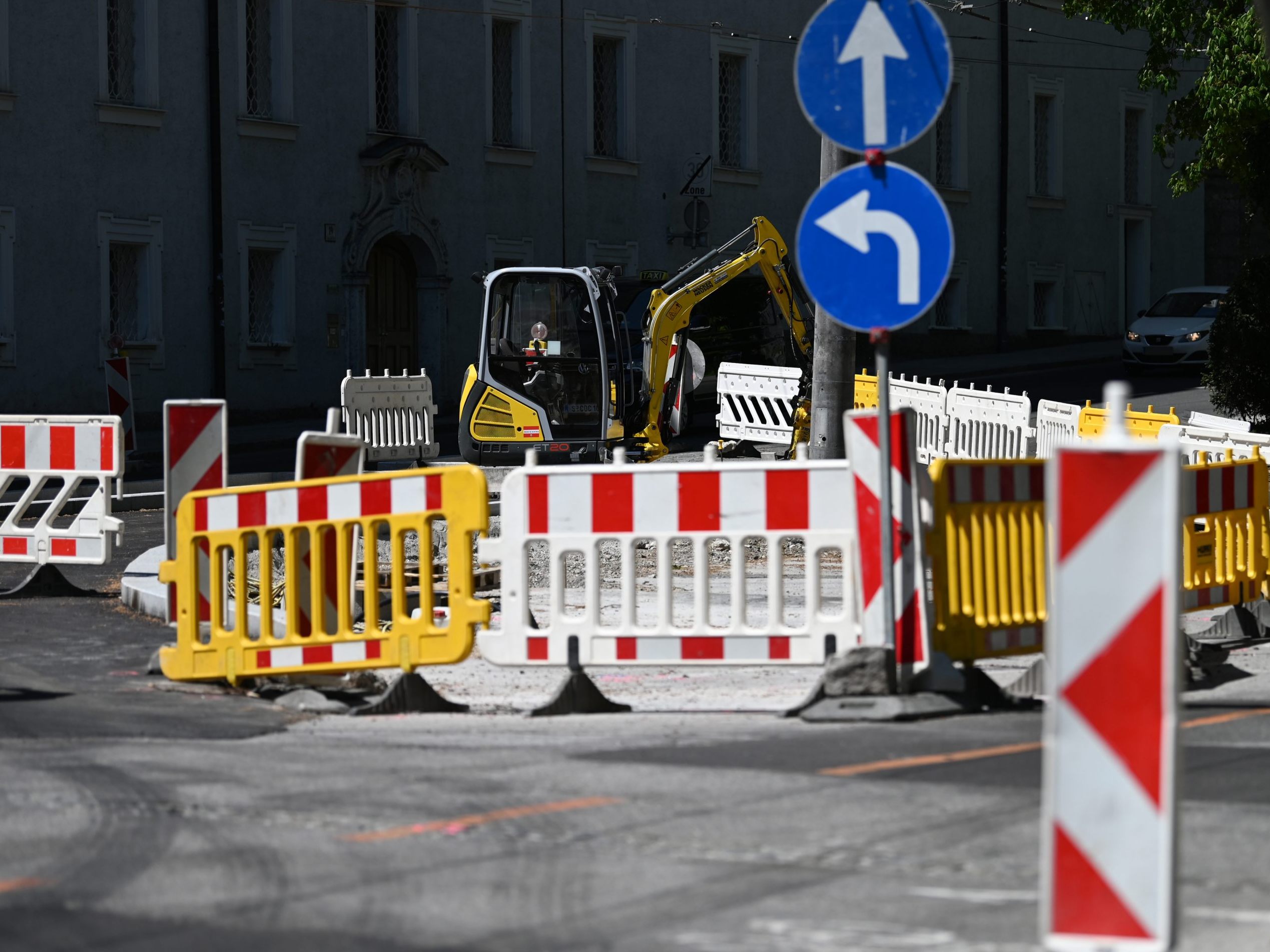 Fahrbahnsanierungsarbeiten in Wien.