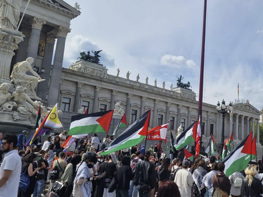 Großaufgebot der Polizei bei Anti-Israel-Demo in Wien.