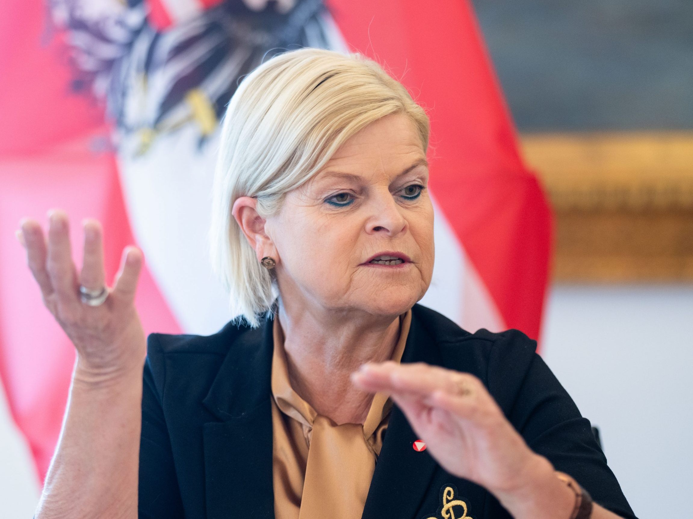 Verteidigungsministerin Tanner wird die Absichtserklärung zum Sky Shield-Beitritt Österreichs unterzeichnen. Verteidigungsministerin Tanner wird die Absichtserklärung zum Sky Shield-Beitritt Österreichs unterzeichnen.