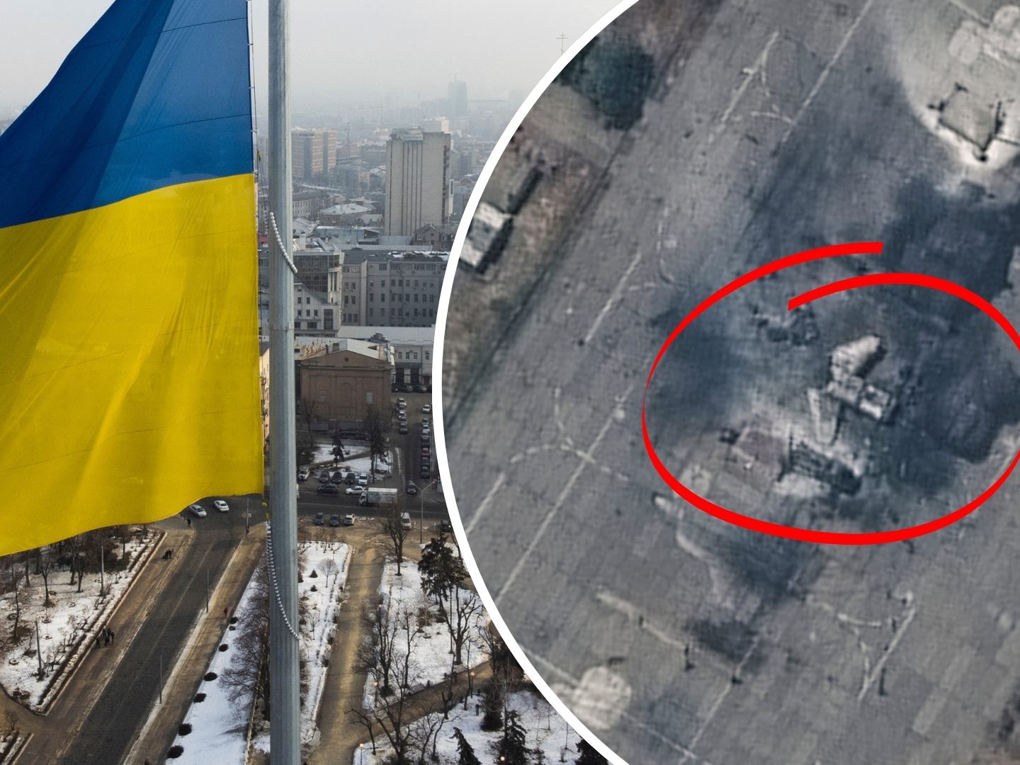 Satellitenbilder sollen die zerstörten russischen Kampfjets (r.) auf der Krim zeigen.