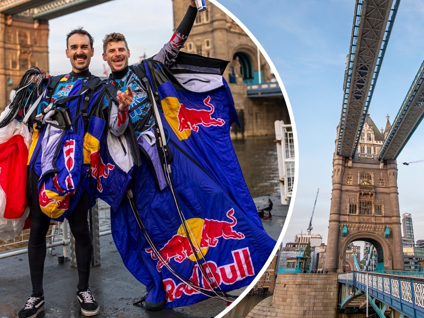 Spektakuläre Aktion Sonntagfrüh - Vorarlberger Marco Fürst (r.) und Salzburger Marco Waltenspiel (l.) flogen durch die Tower Bridge in London. Spektakuläre Aktion Sonntagfrüh - Vorarlberger Marco Fürst (r.) und Salzburger Marco Waltenspiel (l.) flogen durch die Tower Bridge in London.