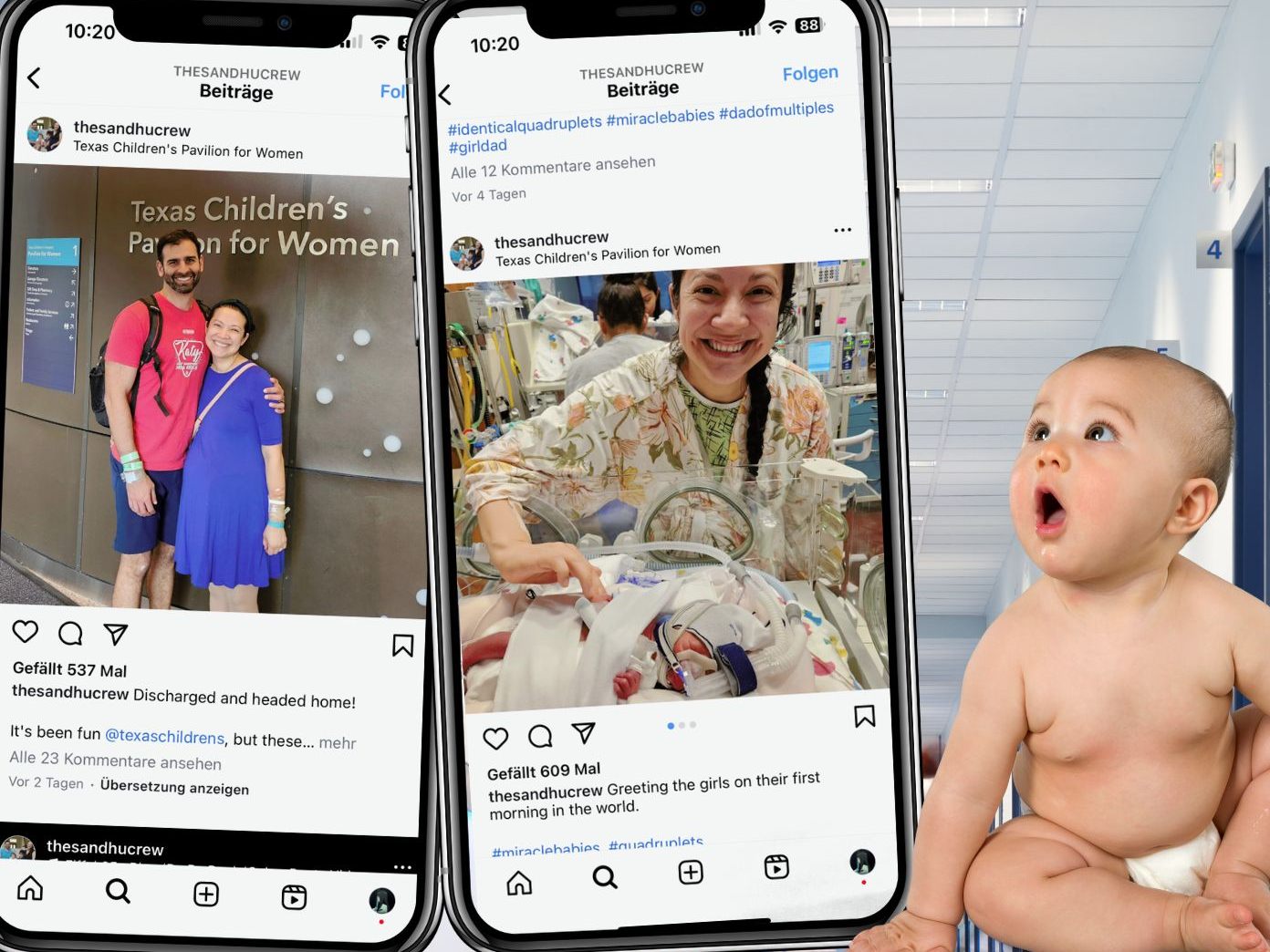 Mercedes Sandhu aus Texas hat das nahezu Unmögliche geschafft: Sie brachte am 1. Mai vier eineiige Mädchen zur Welt, ein Ereignis, das in der Medizingeschichte extrem selten ist.