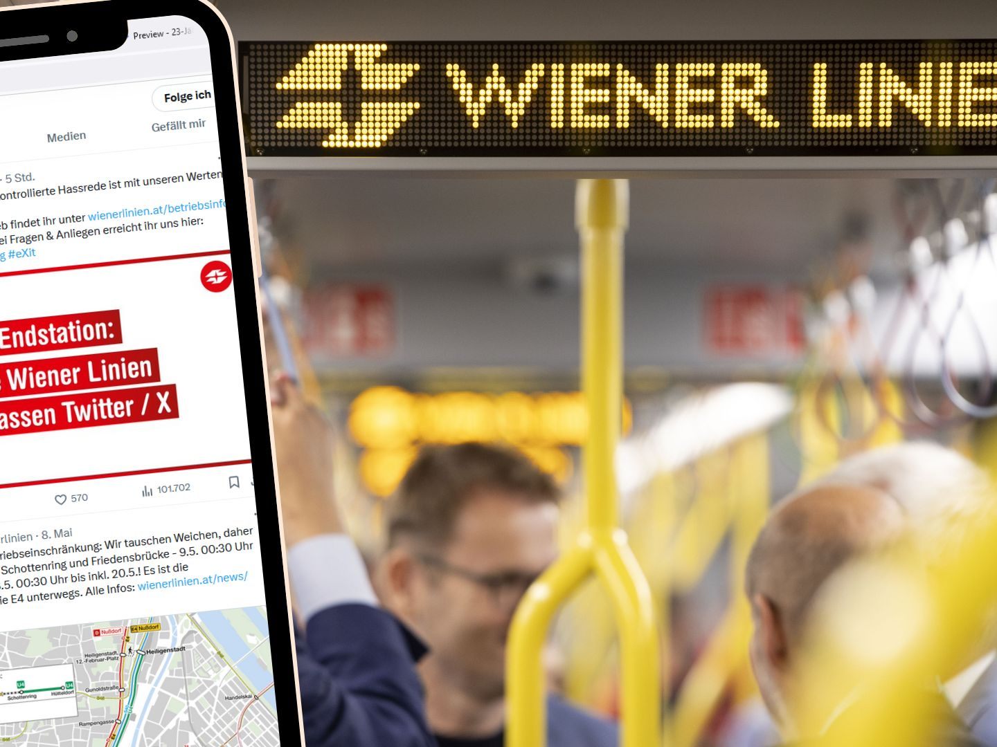 Die Wiener Linien kehren X/Twitter den Rücken.