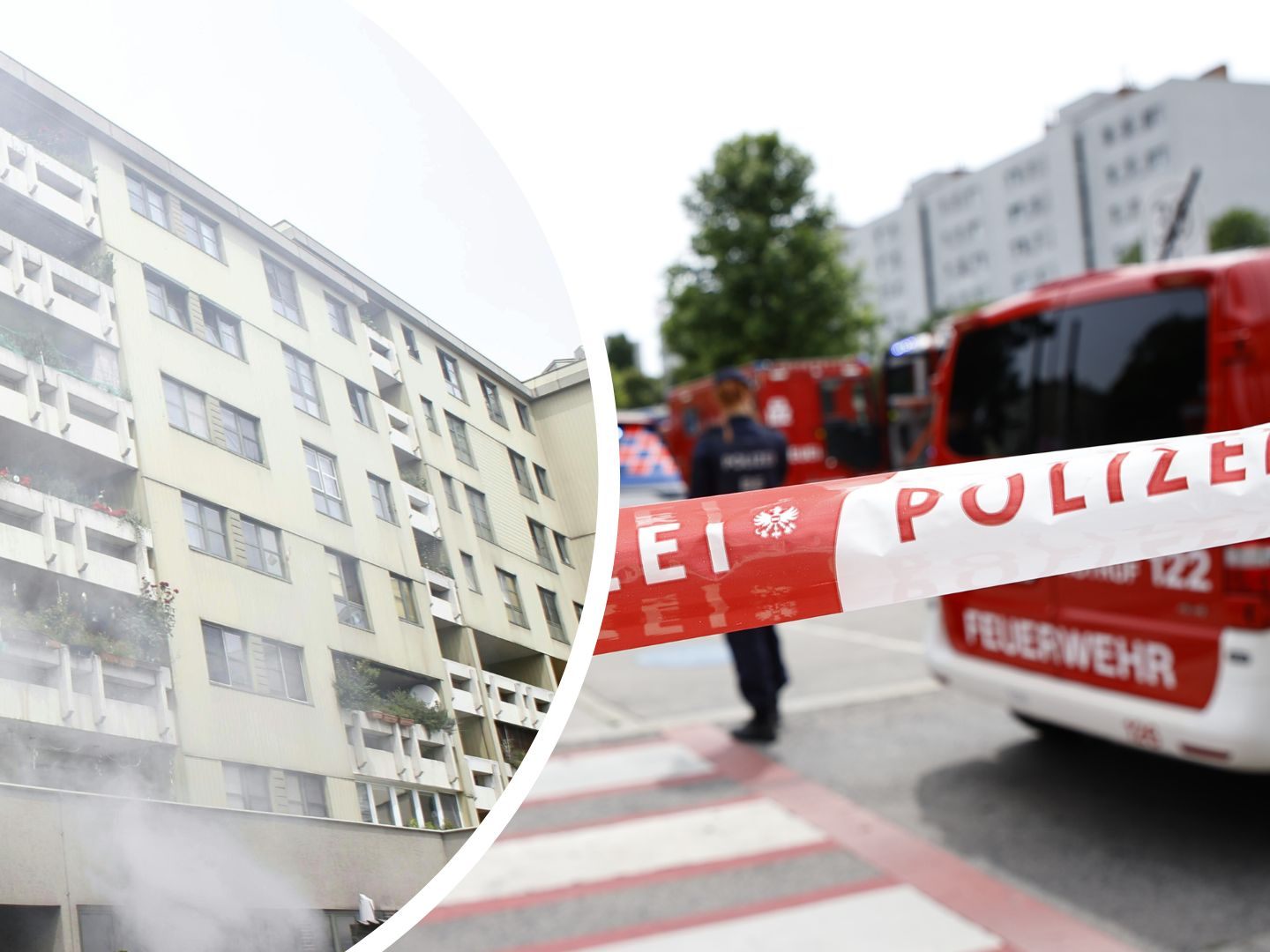 Feuerwehr-Großeinsatz bei einem Kellerbrand in einem Wiener Gemeindebau.