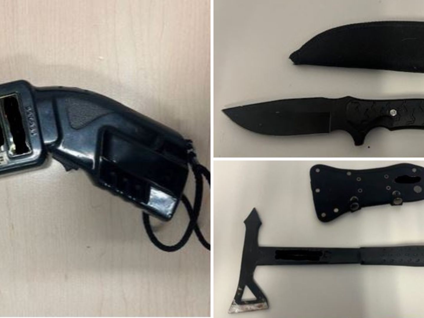 Der Mann hatte Einbruchswerkzeug, einen Elektroschocker, ein Messer sowie ein Beil bei sich. Der Mann hatte Einbruchswerkzeug, einen Elektroschocker, ein Messer sowie ein Beil bei sich.