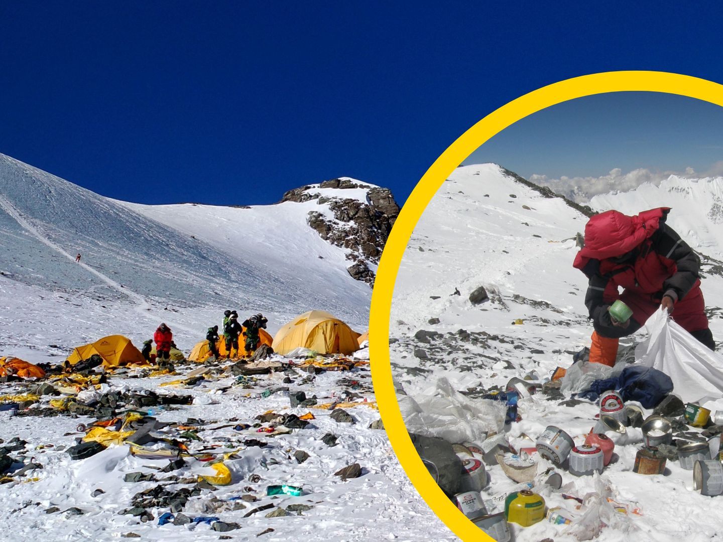 Nepalesische Soldaten bergen vier Leichen und ein Skelett am Mount Everest Nepalesische Soldaten bergen vier Leichen und ein Skelett am Mount Everest