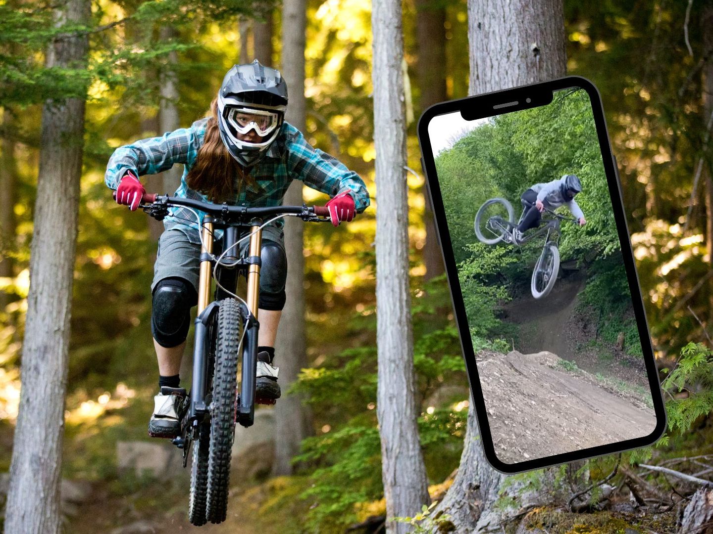 Waghalsige Sprünge und Manöver auf dem Mountainbike.