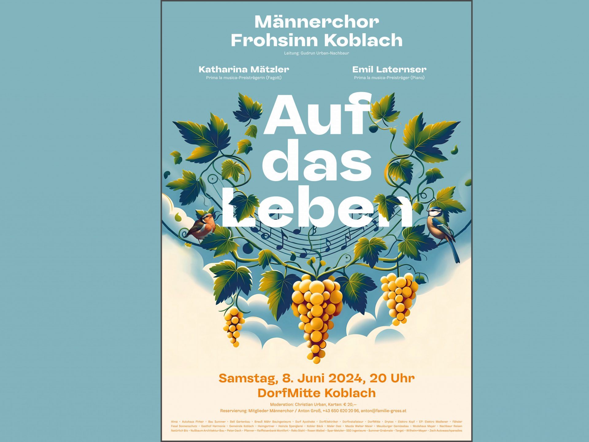 Männerchor Frohsinn Koblach Chorkonzert "Auf das Leben". Männerchor Frohsinn Koblach Chorkonzert "Auf das Leben".
