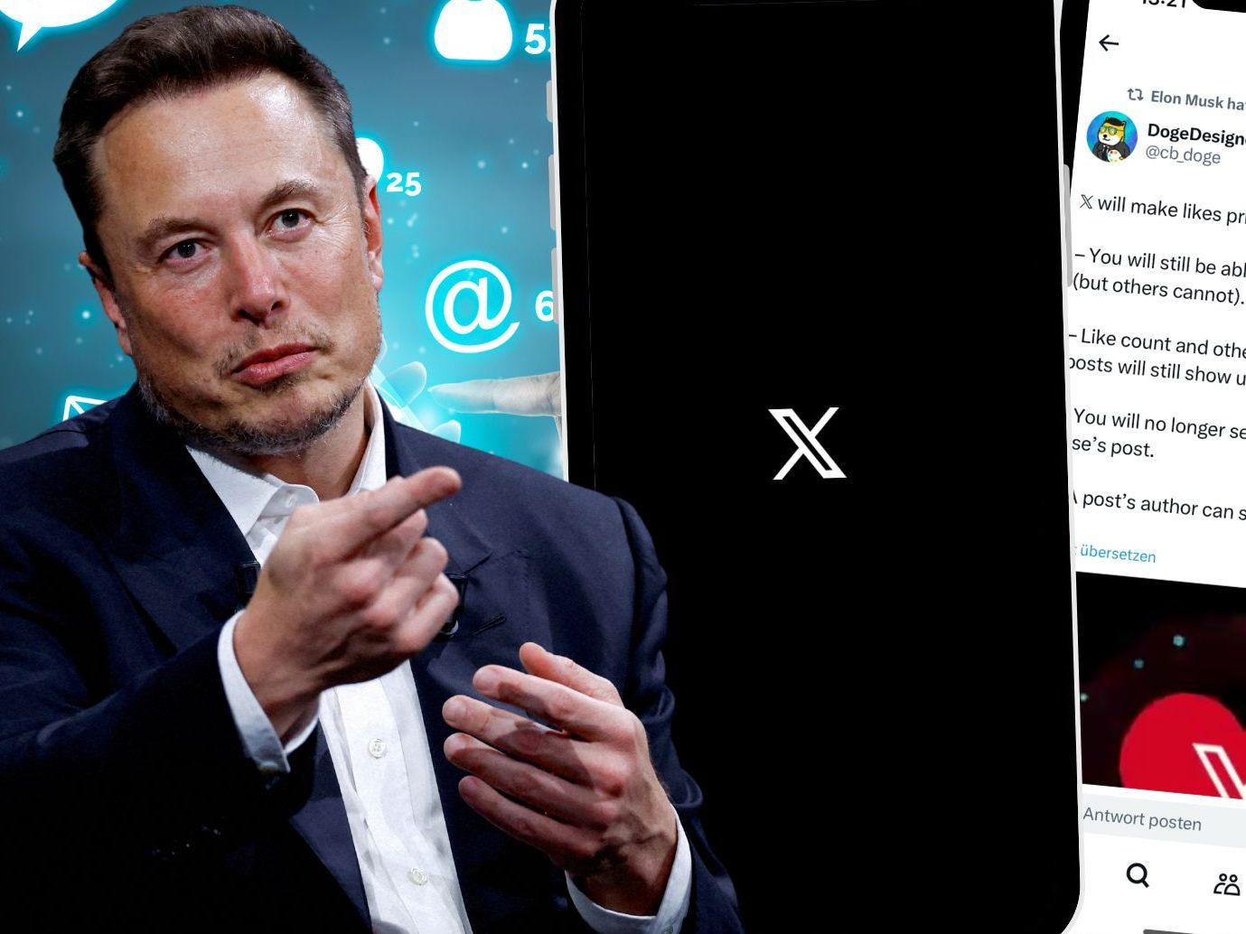 Bei Elon Musks Online-Plattform X wird künftig nicht mehr öffentlich zu sehen sein, wer welchen Beitrag mit einem "Like" versehen hat.