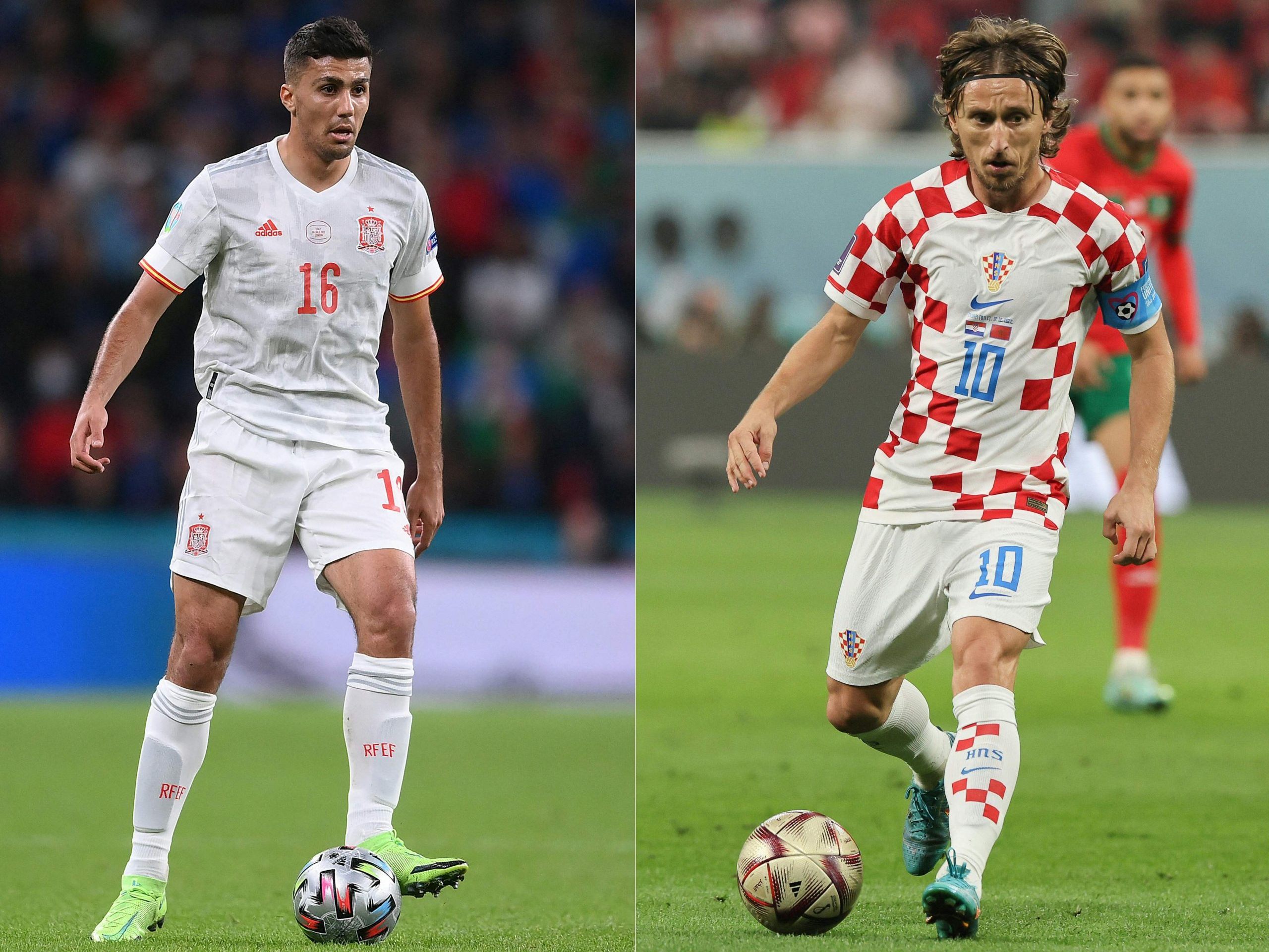 Rodri (l.) und Modric (r.) werden im Mittelfeld aufeinandertreffen. Rodri (l.) und Modric (r.) werden im Mittelfeld aufeinandertreffen.