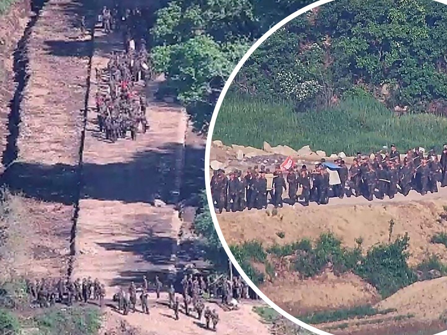Dutzende nordkoreanische Soldaten haben kurzzeitig die Grenze zum Süden übertreten. Dutzende nordkoreanische Soldaten haben kurzzeitig die Grenze zum Süden übertreten.