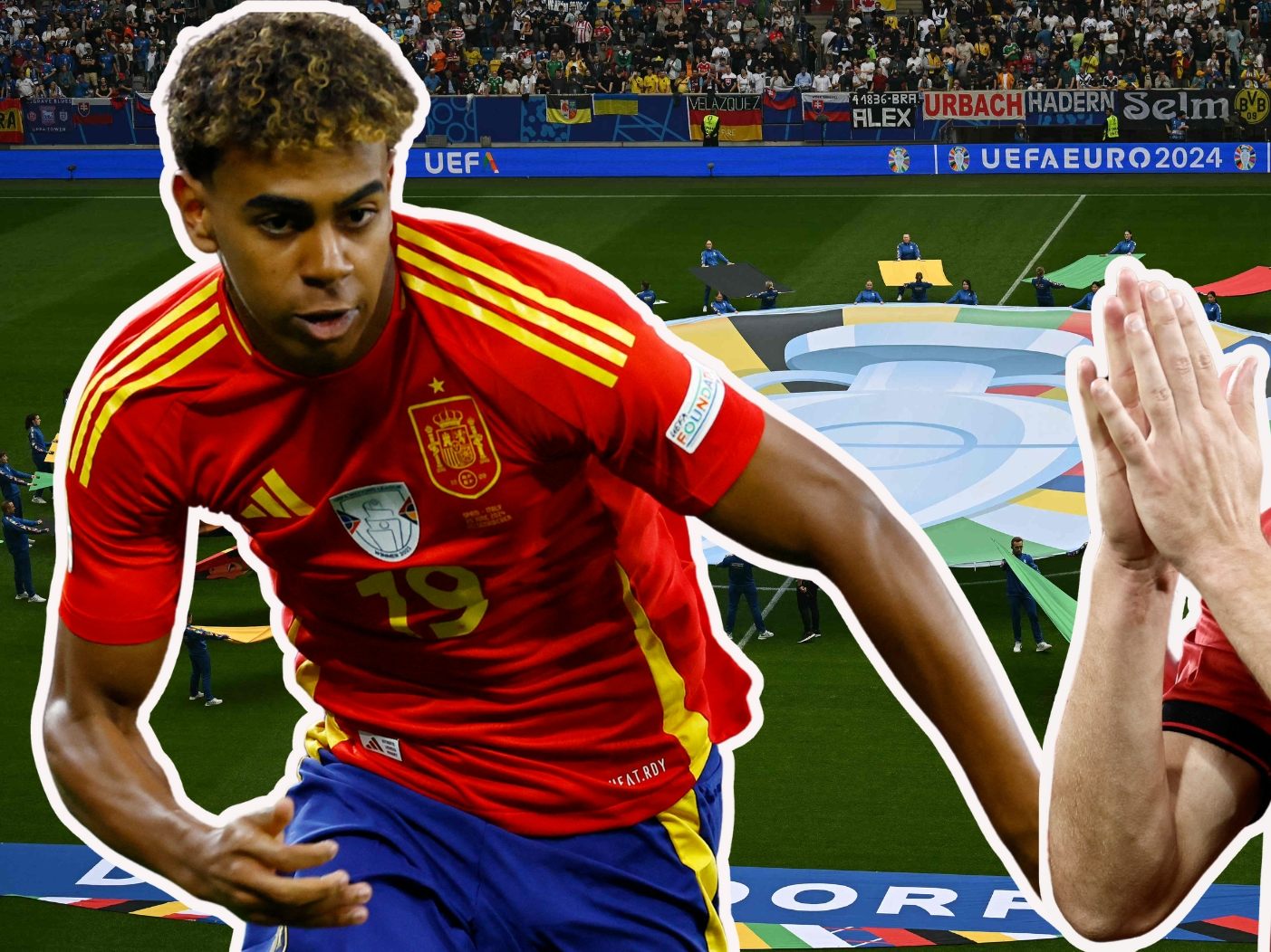 Spanien will am Montag gegen Albanien Momentum behalten. Im Bild: Lamine Yamal (Spanien) und Berat Djimsiti (Albalien).