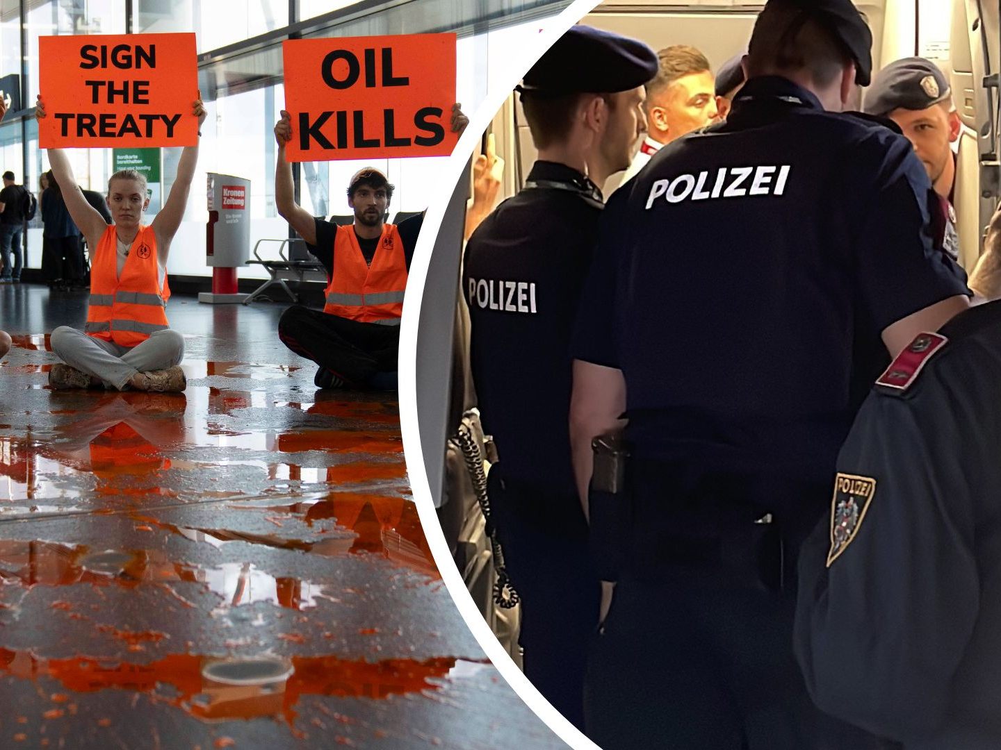 Protestaktion der Letzten Generation am Flughafen Wien. Protestaktion der Letzten Generation am Flughafen Wien.