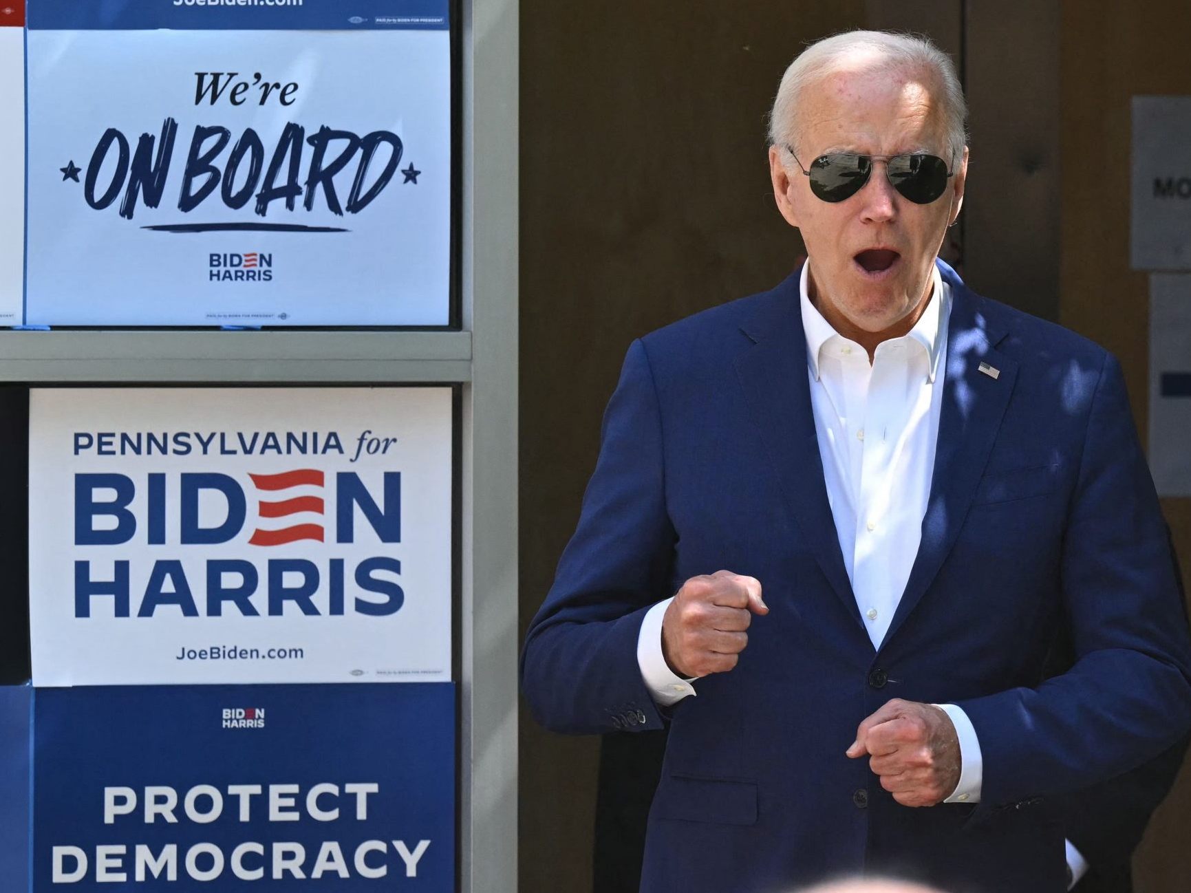 US-Präsident Biden spricht vor Anhängern in Harrisburg.