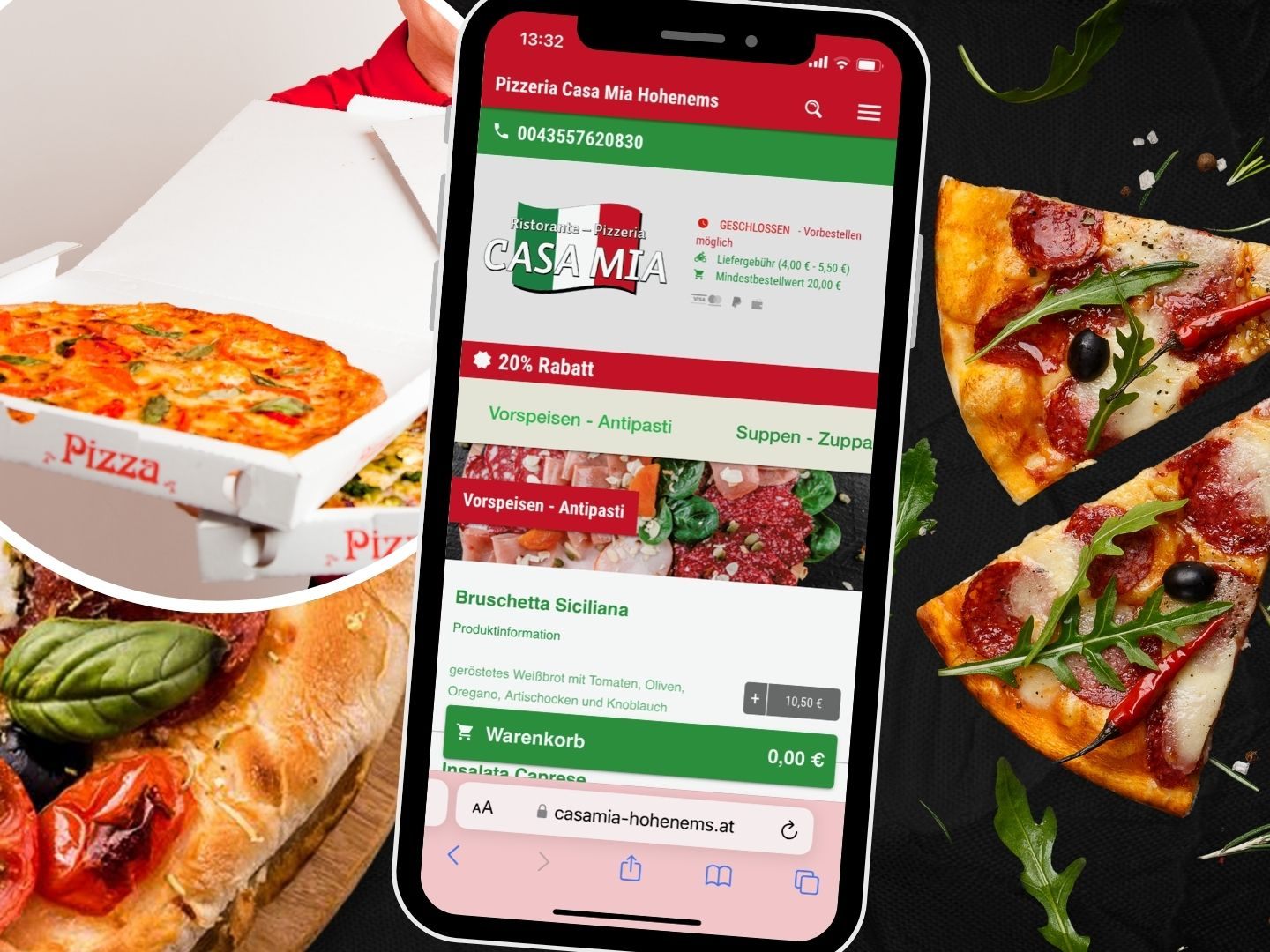 Die Pizzeria Casa Mia besticht durch ihre Vielfalt an italienischen Delikatessen.