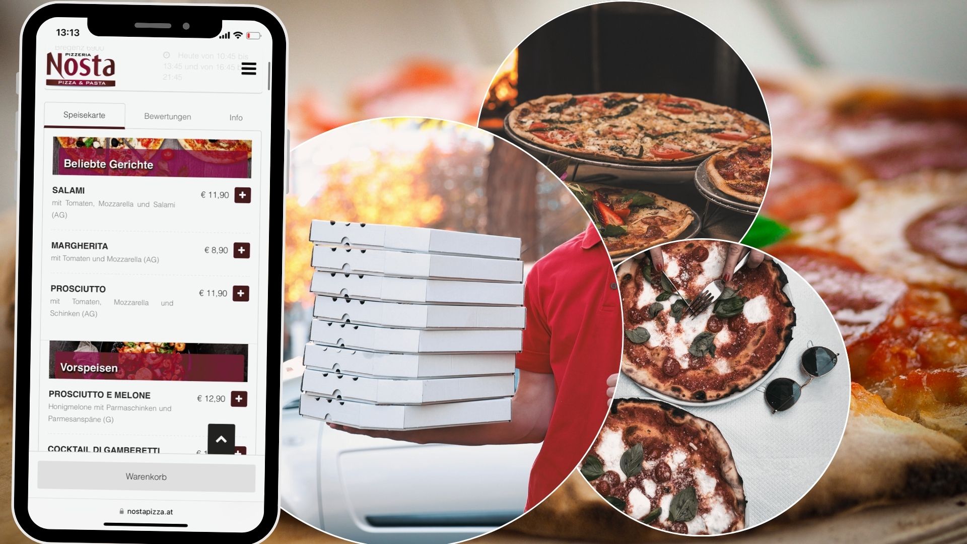 Erleben Sie die frische italienische Küche direkt an Ihrer Haustür mit der Pizzeria Nosta in Bregenz. Erleben Sie die frische italienische Küche direkt an Ihrer Haustür mit der Pizzeria Nosta in Bregenz.